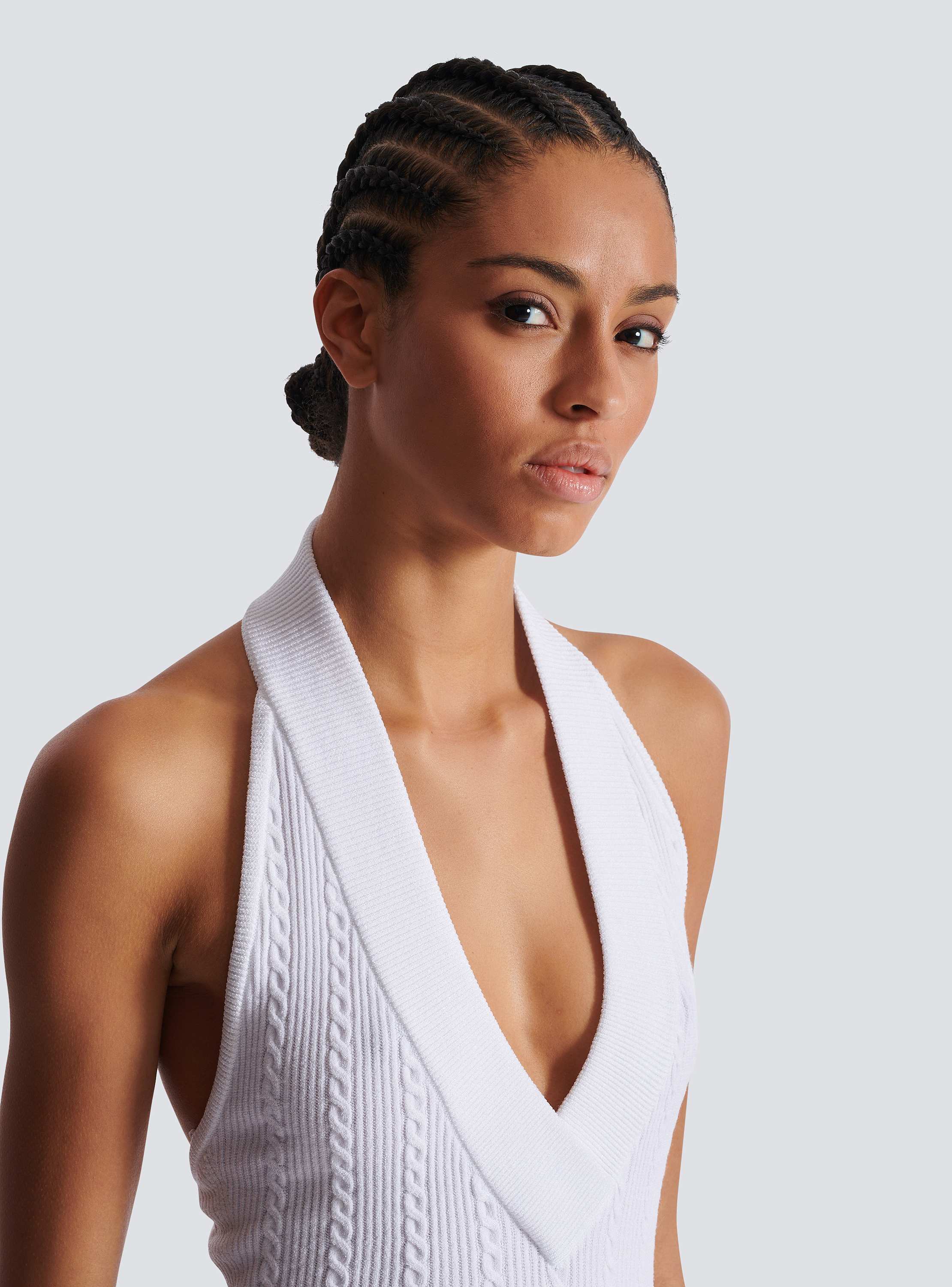 Cable-knit halterneck top
