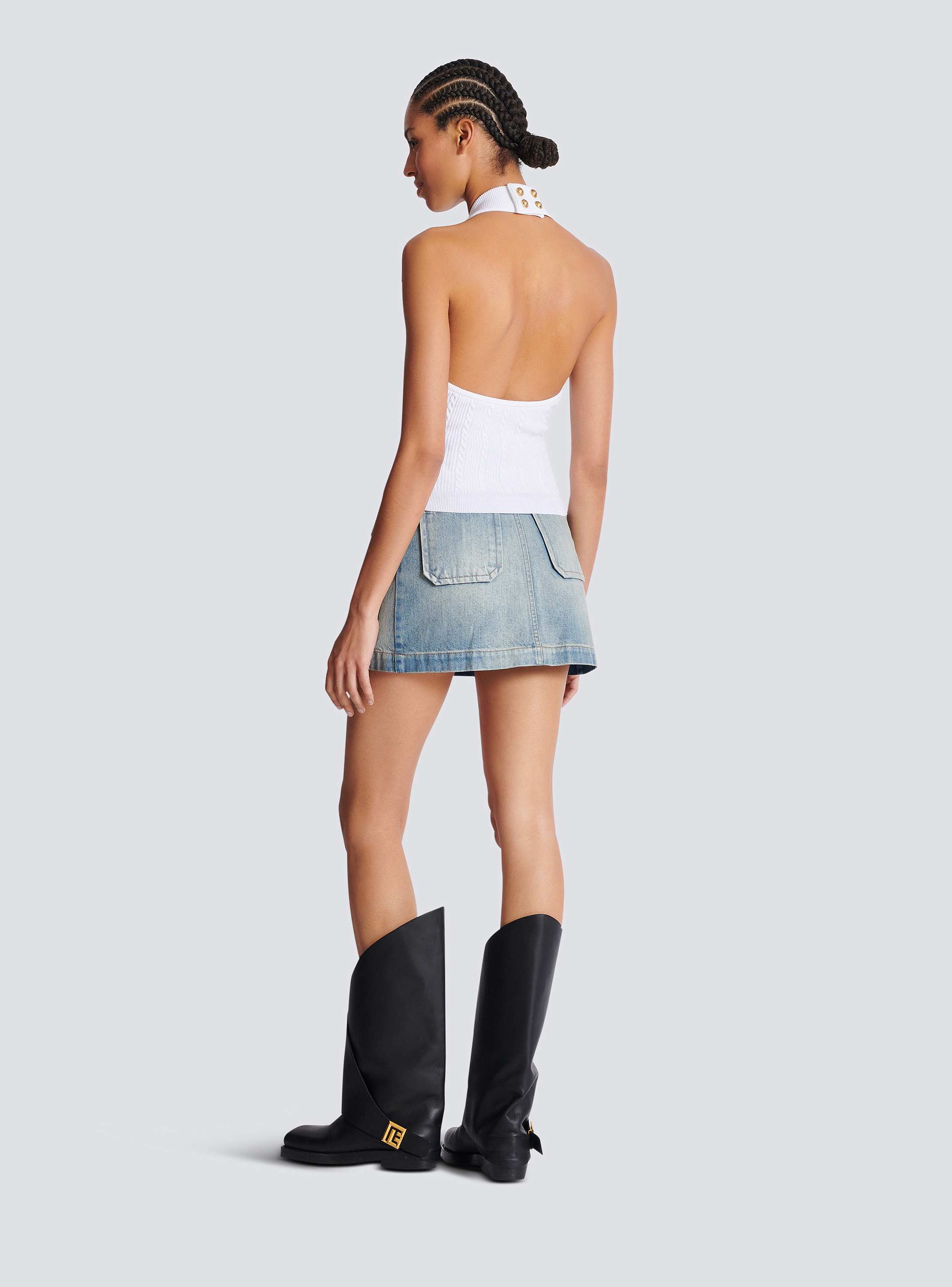 Cable-knit halterneck top