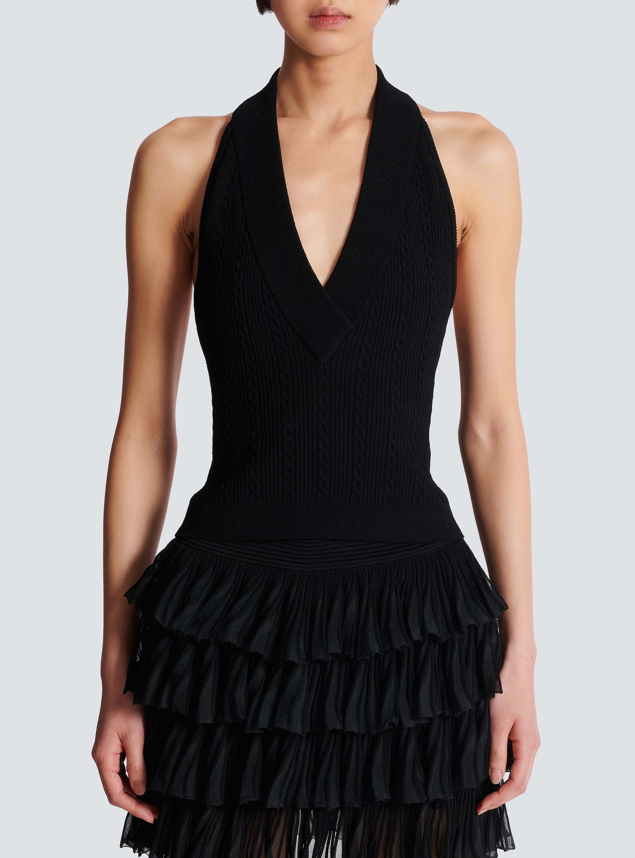 Cable-knit halterneck top black black - Women | BALMAIN