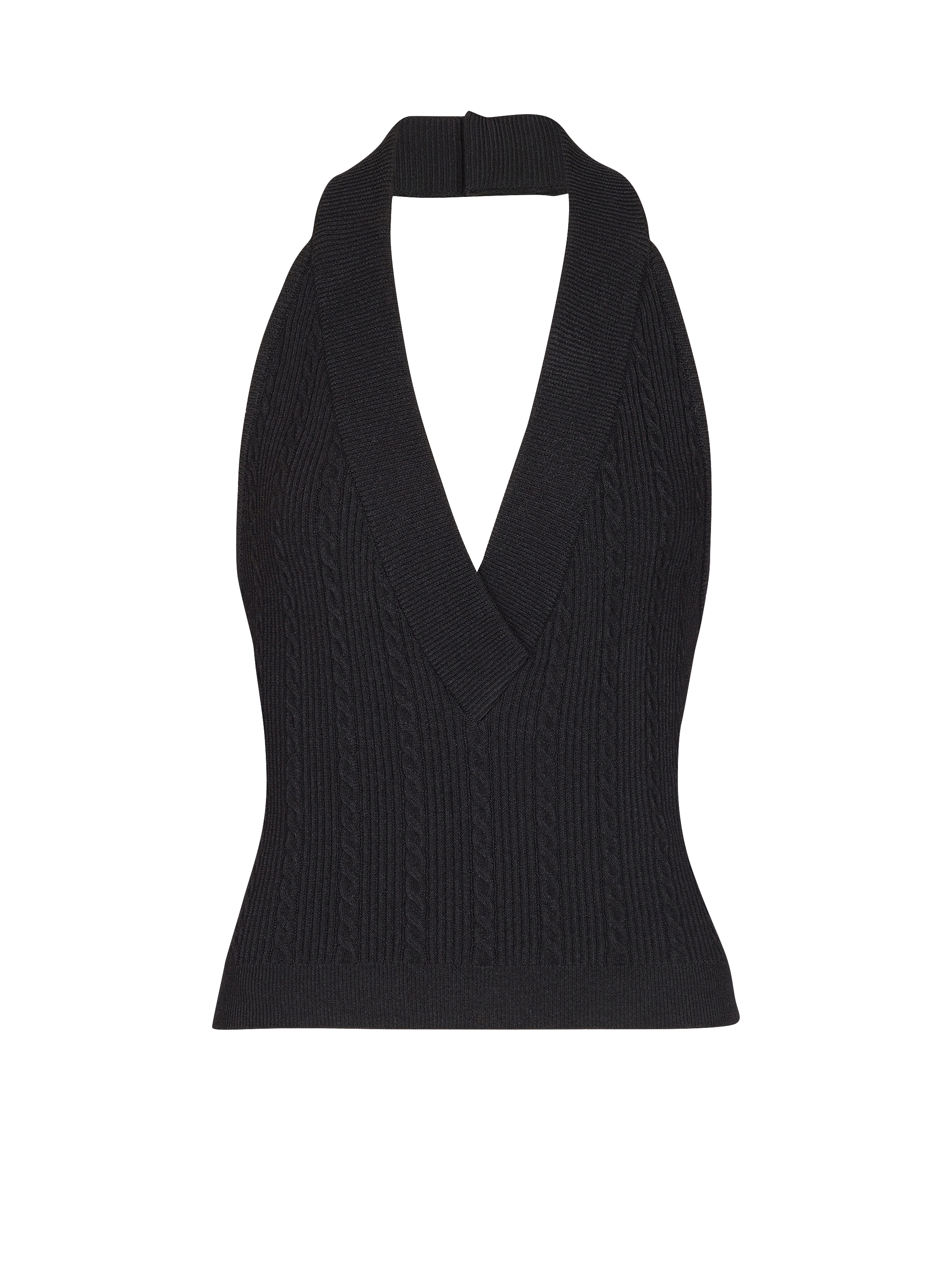Cable-knit halterneck top