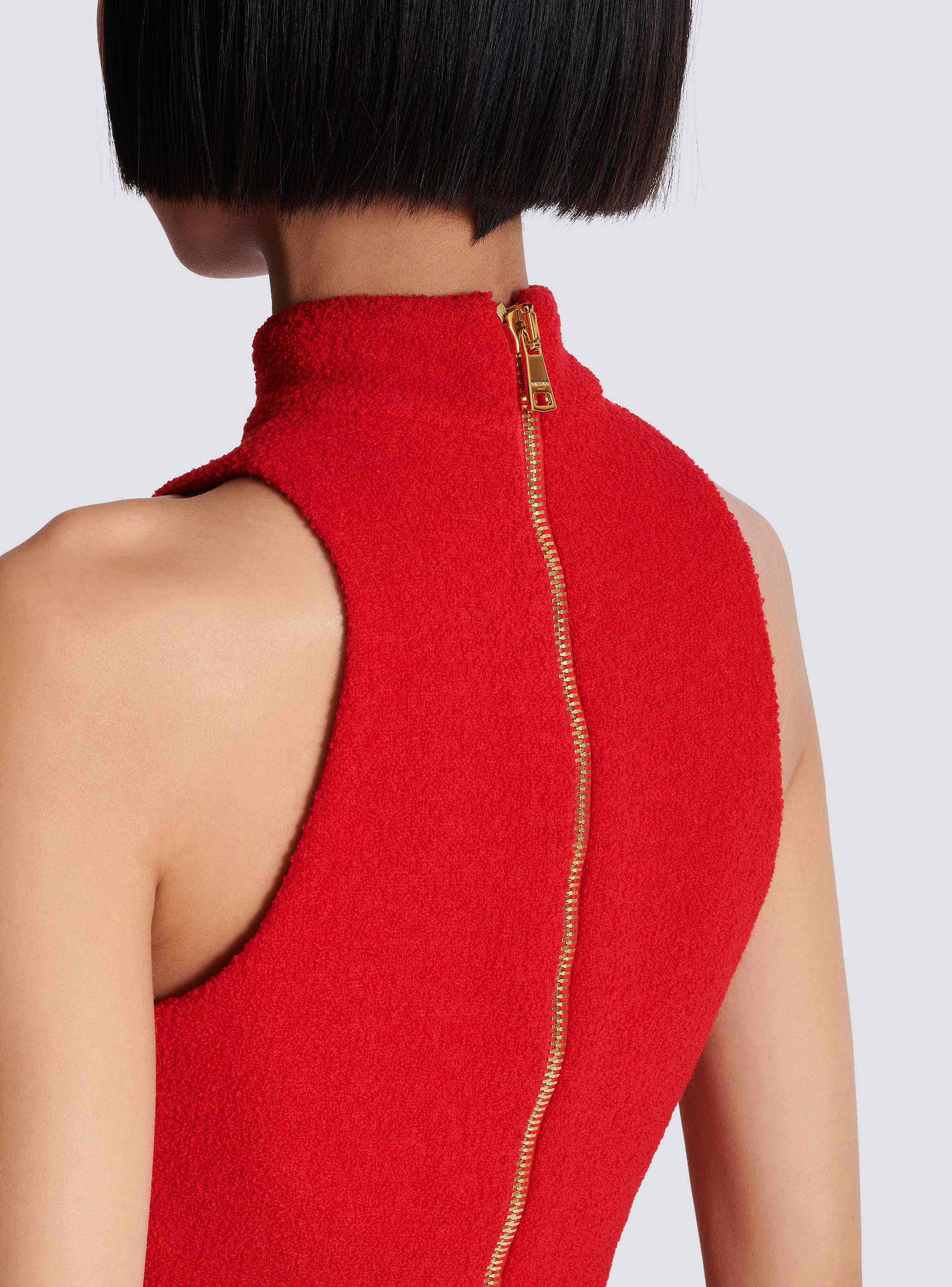 Buttoned Halterneck Wool Crepe Top