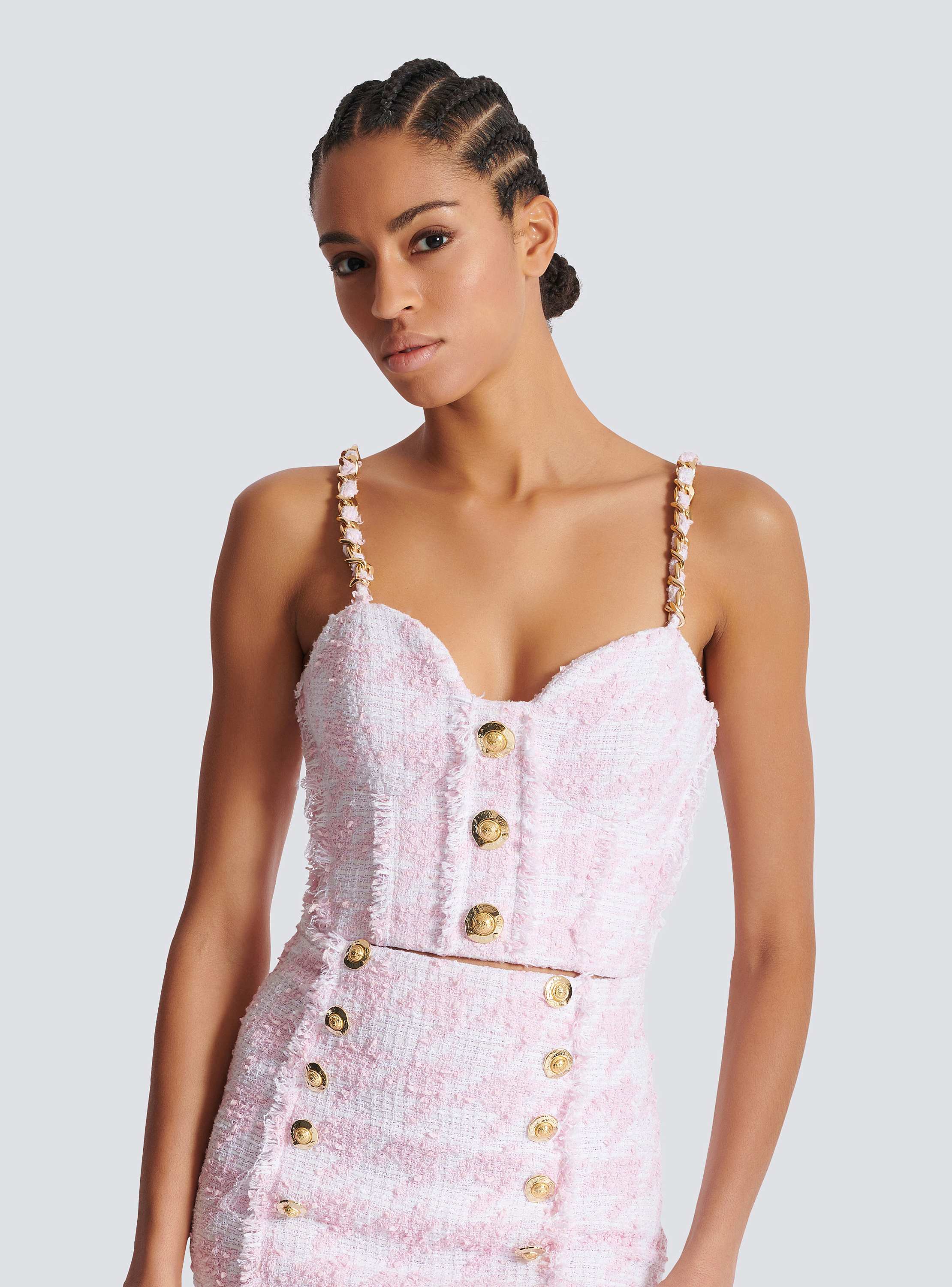Strappy tweed top