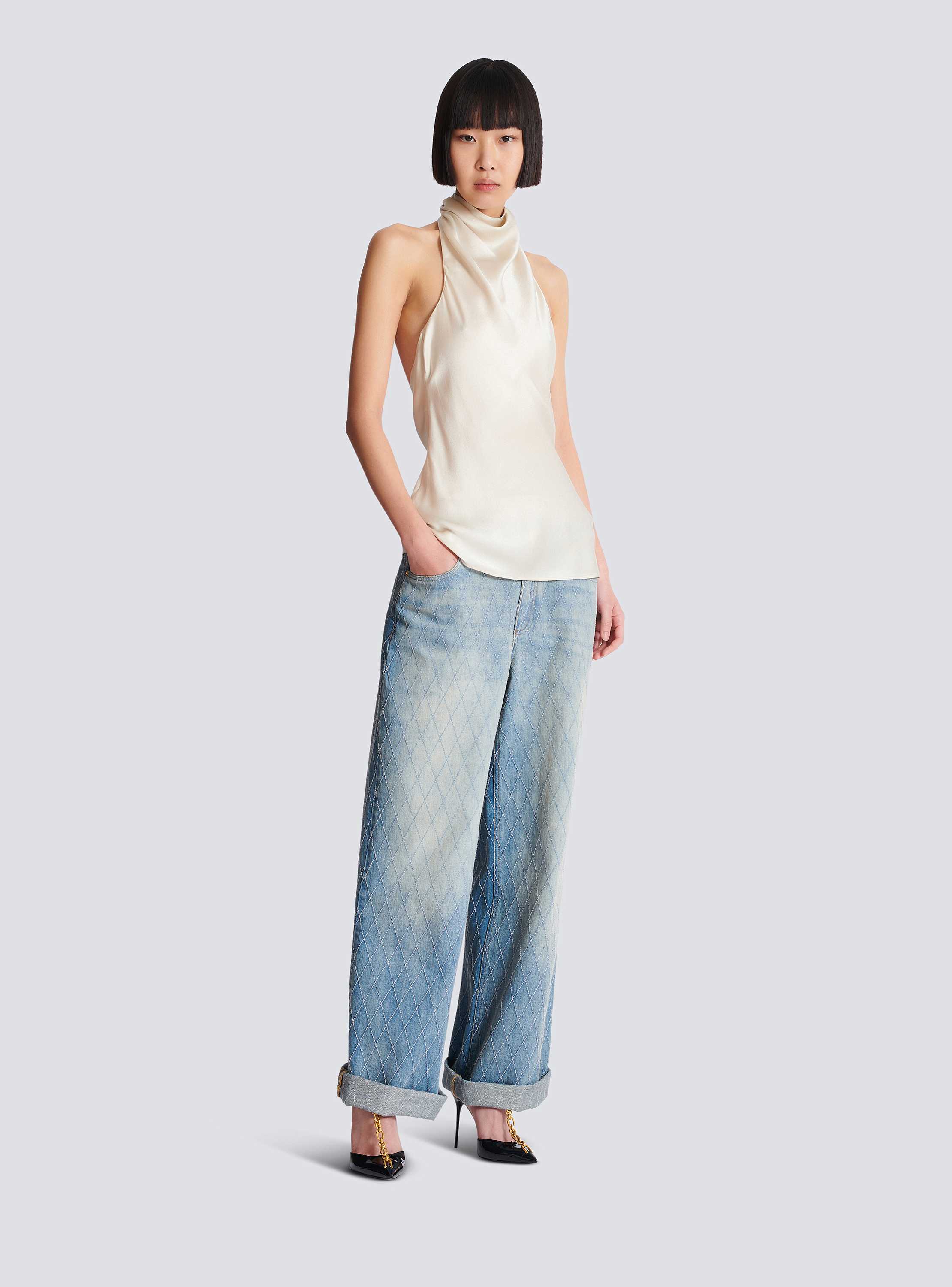 Halterneck Crepe Satin Top