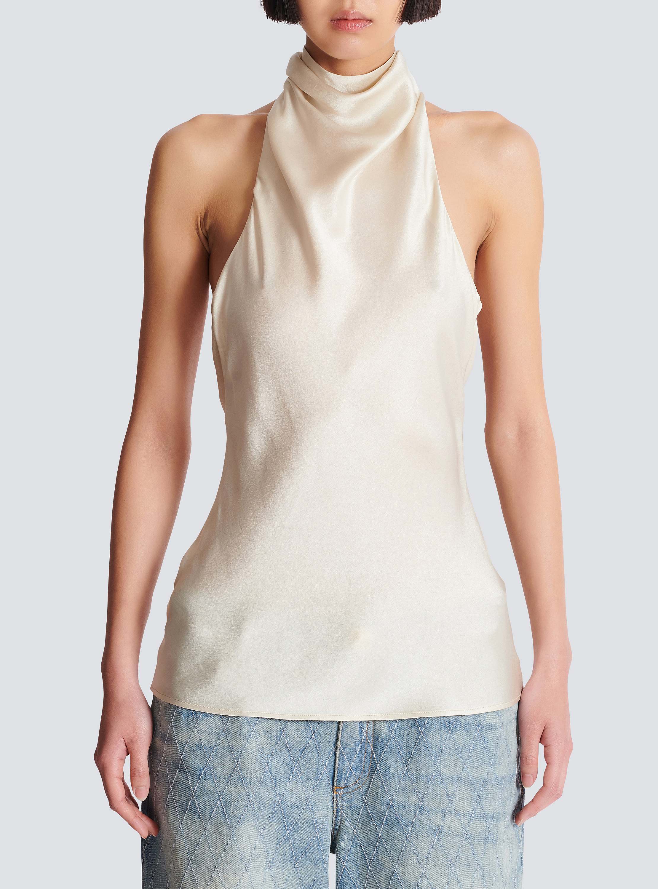 Halterneck Crepe Satin Top