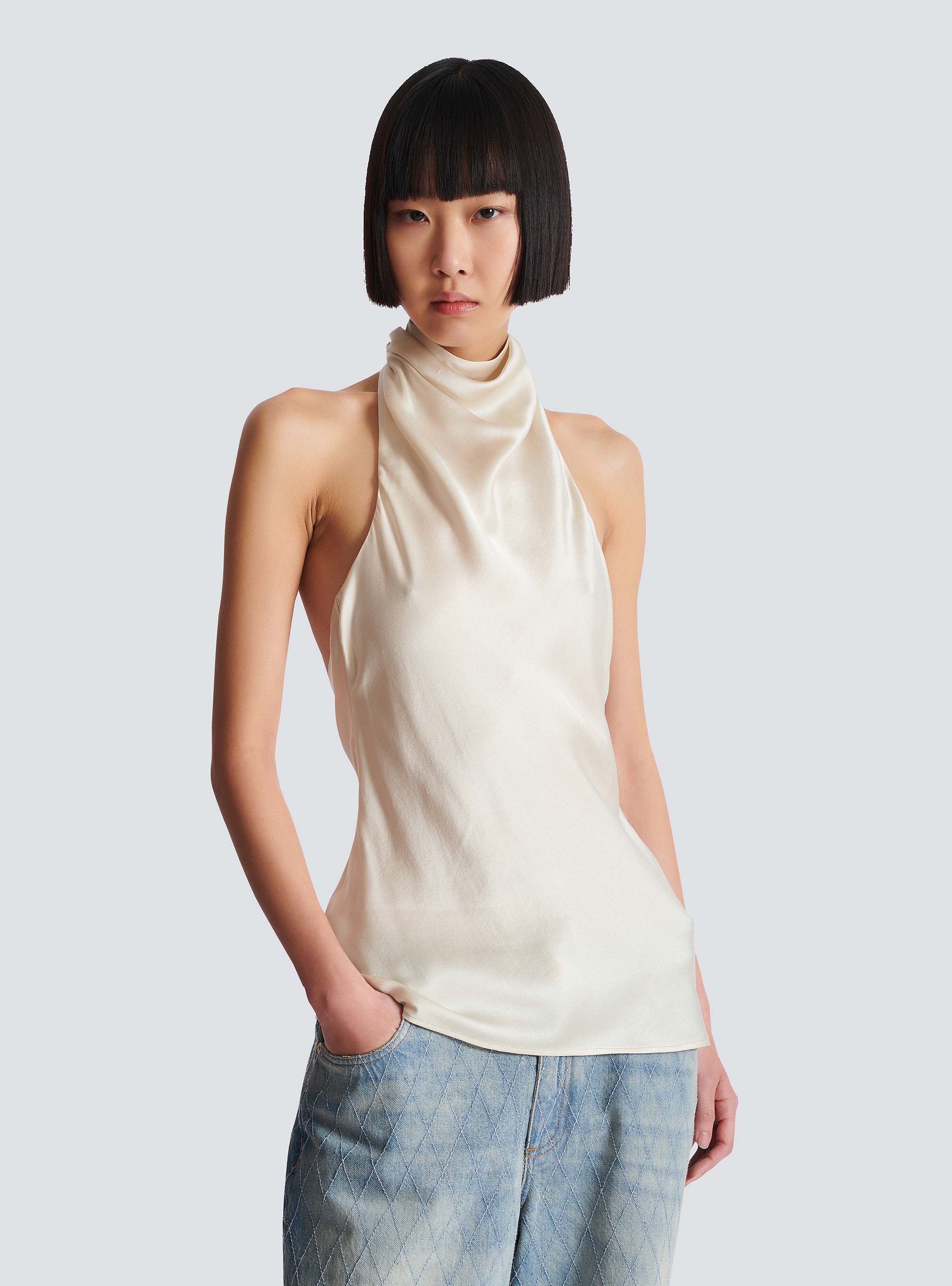 Halterneck Crepe Satin Top