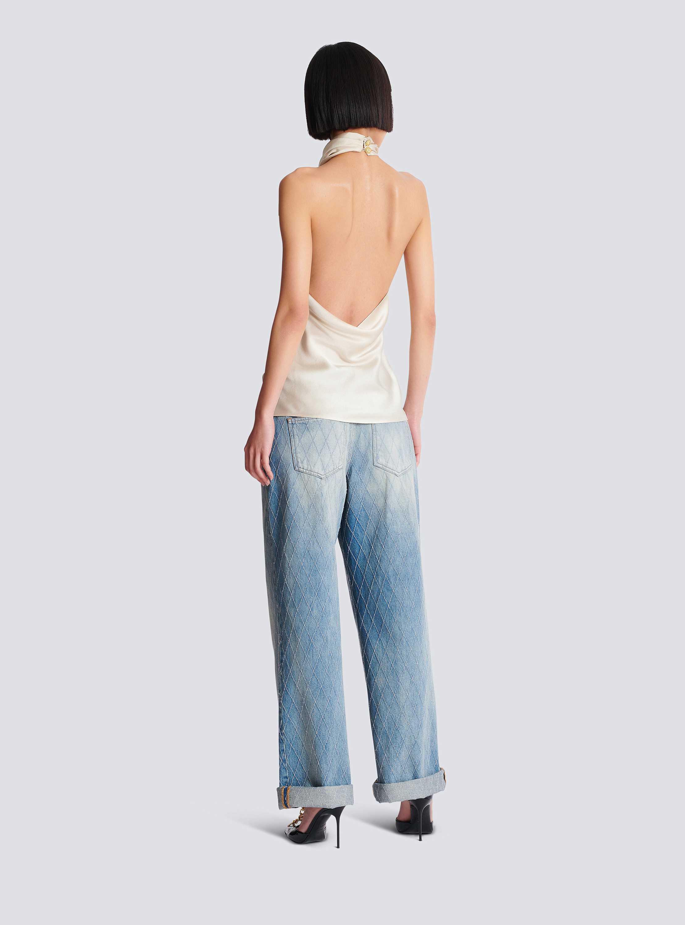Halterneck Crepe Satin Top