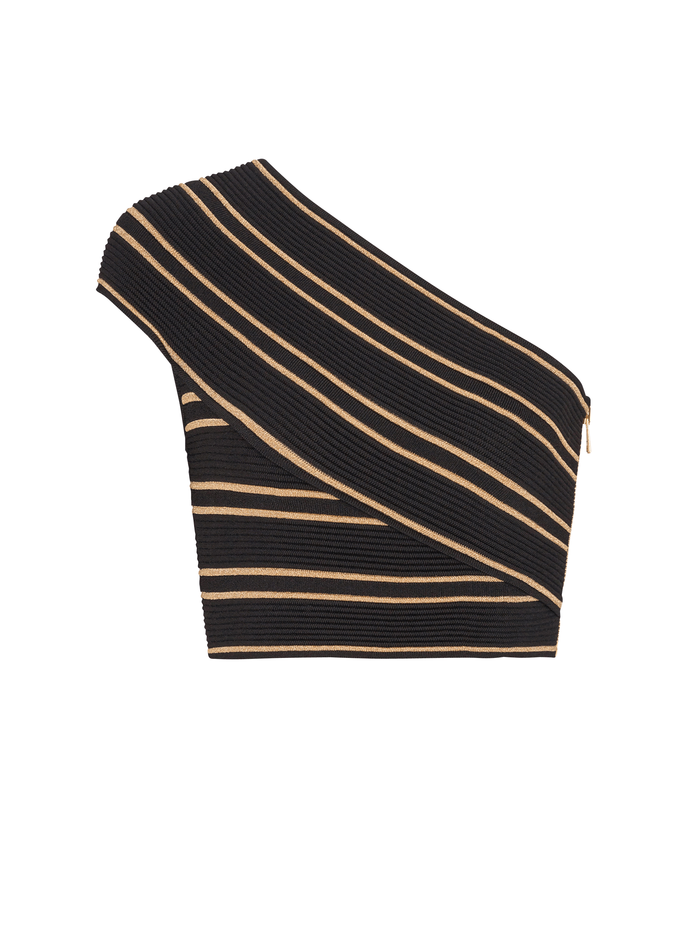 One Shoulder Piping Knit Crop Top