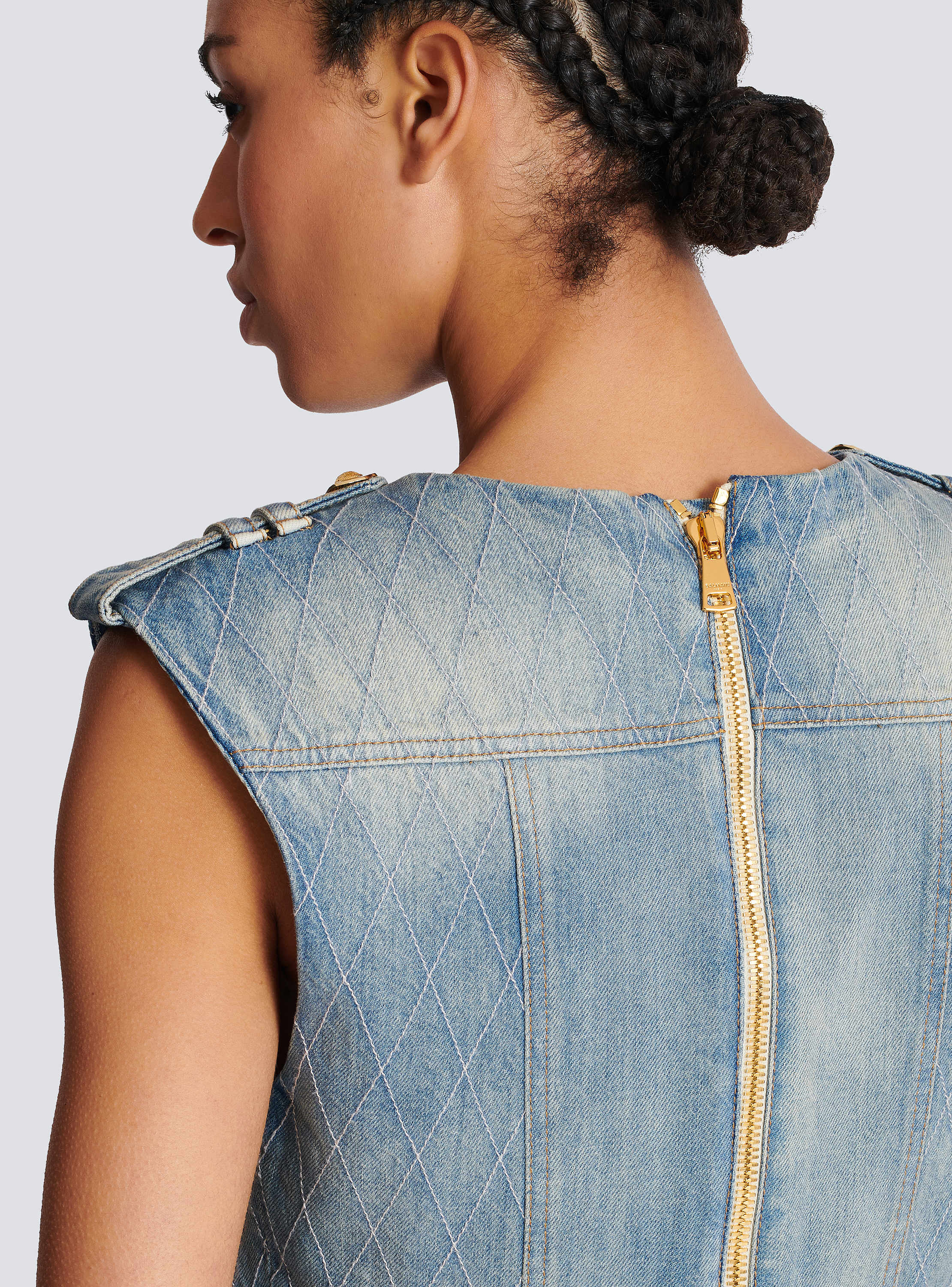 Buttoned Light Blue Denim Top