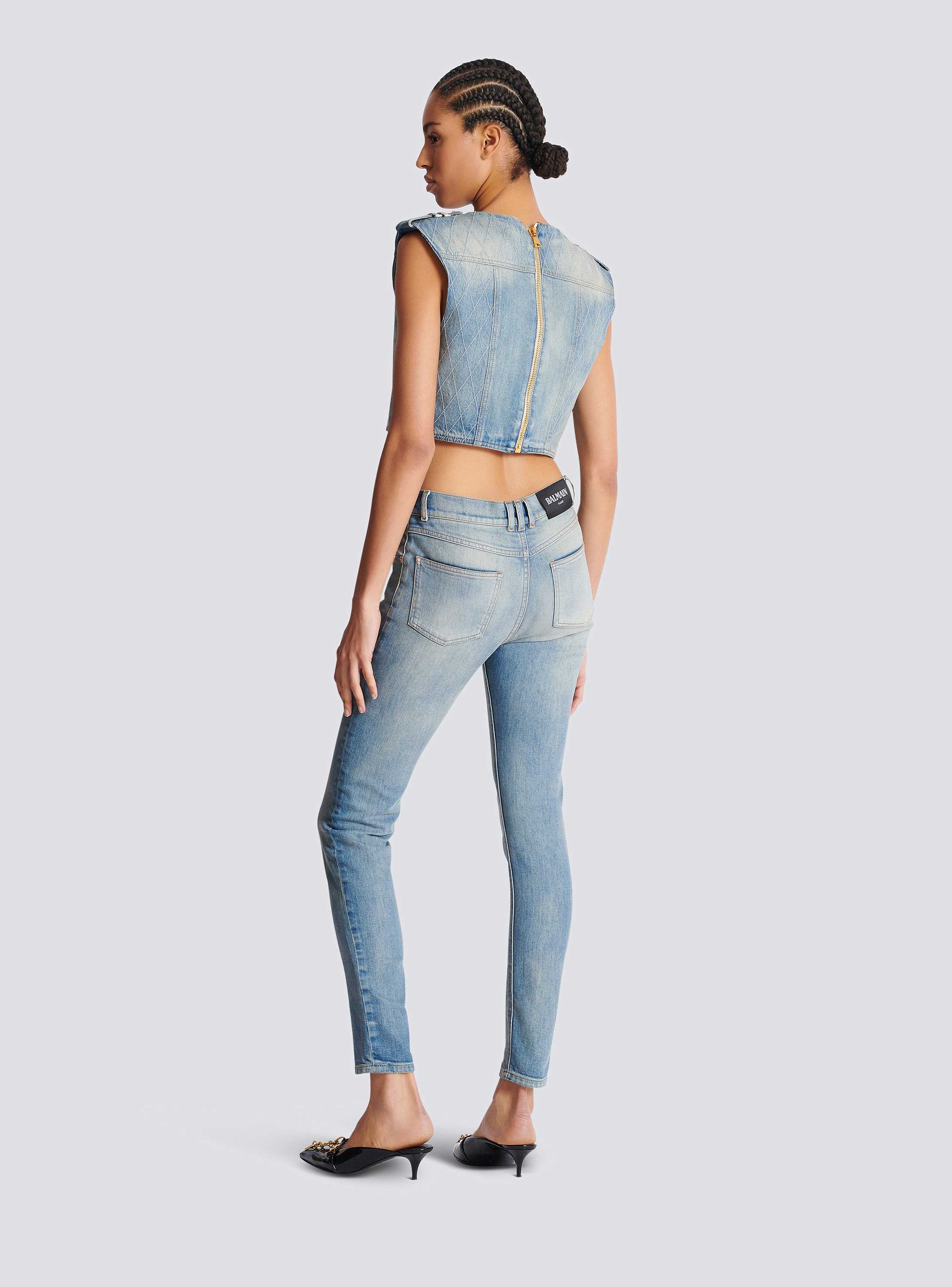 Buttoned Light Blue Denim Top