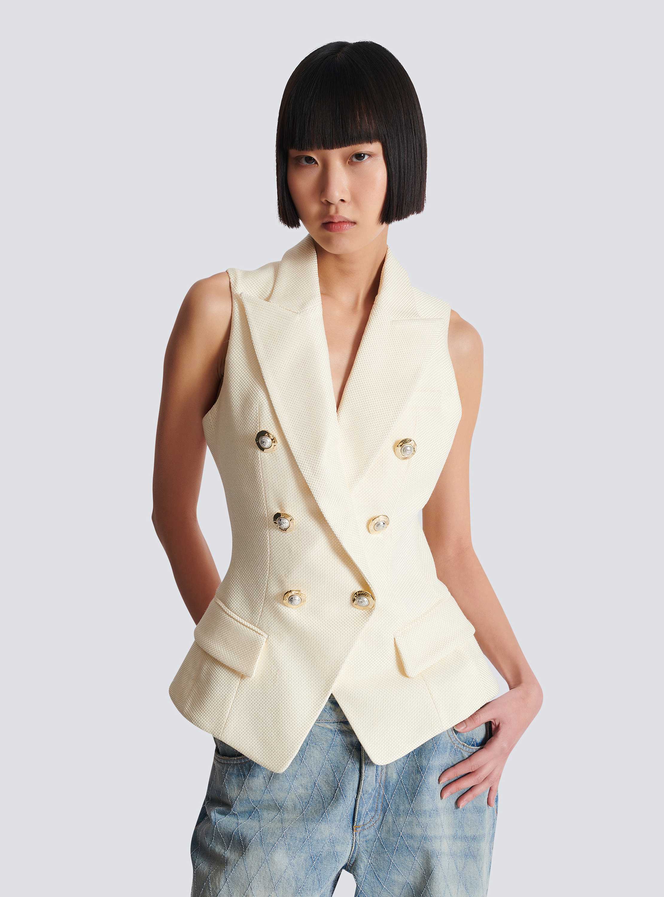 6 Btn Fitted Natte Tailored Top
