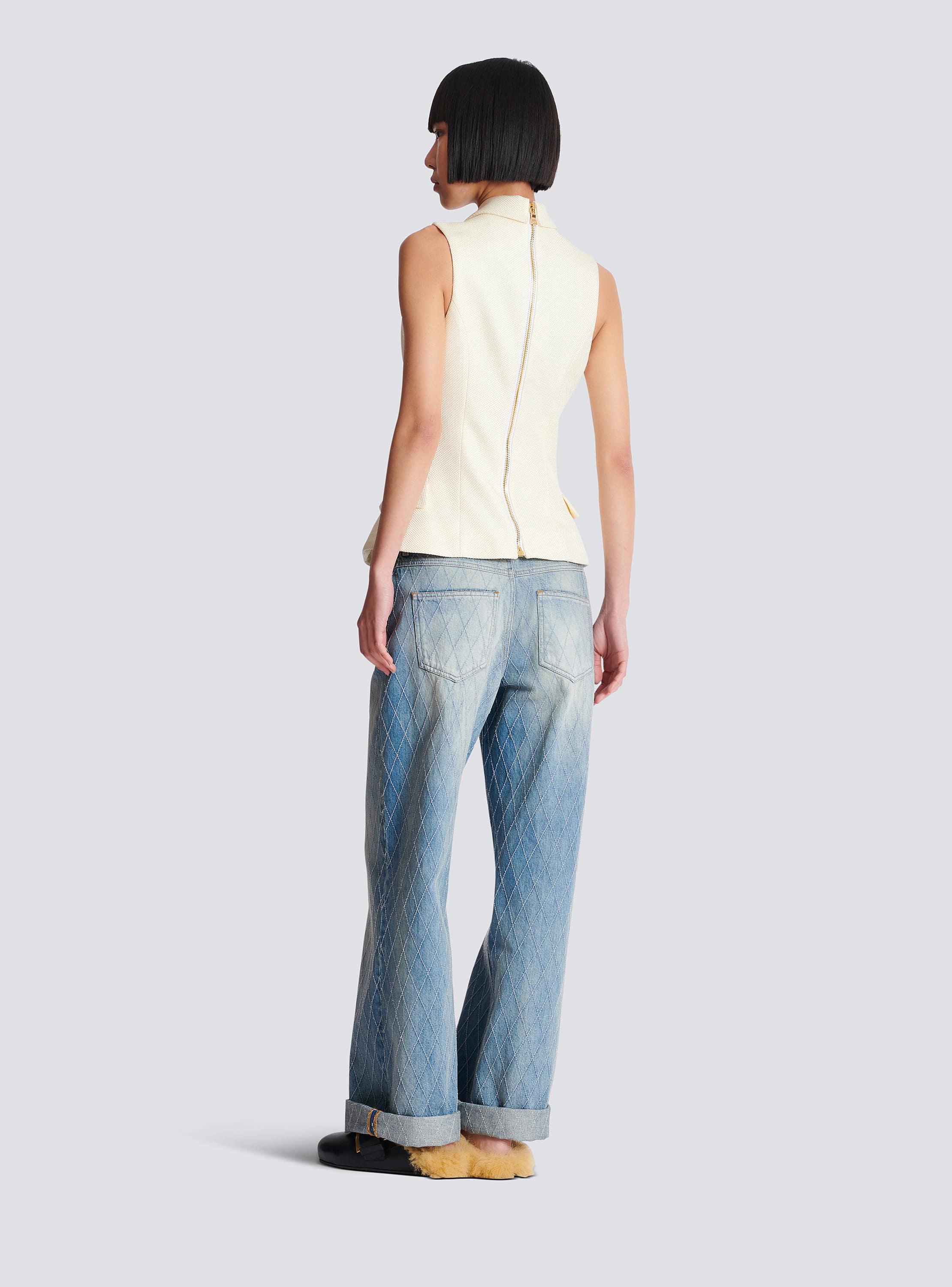 6 Btn Fitted Natte Tailored Top