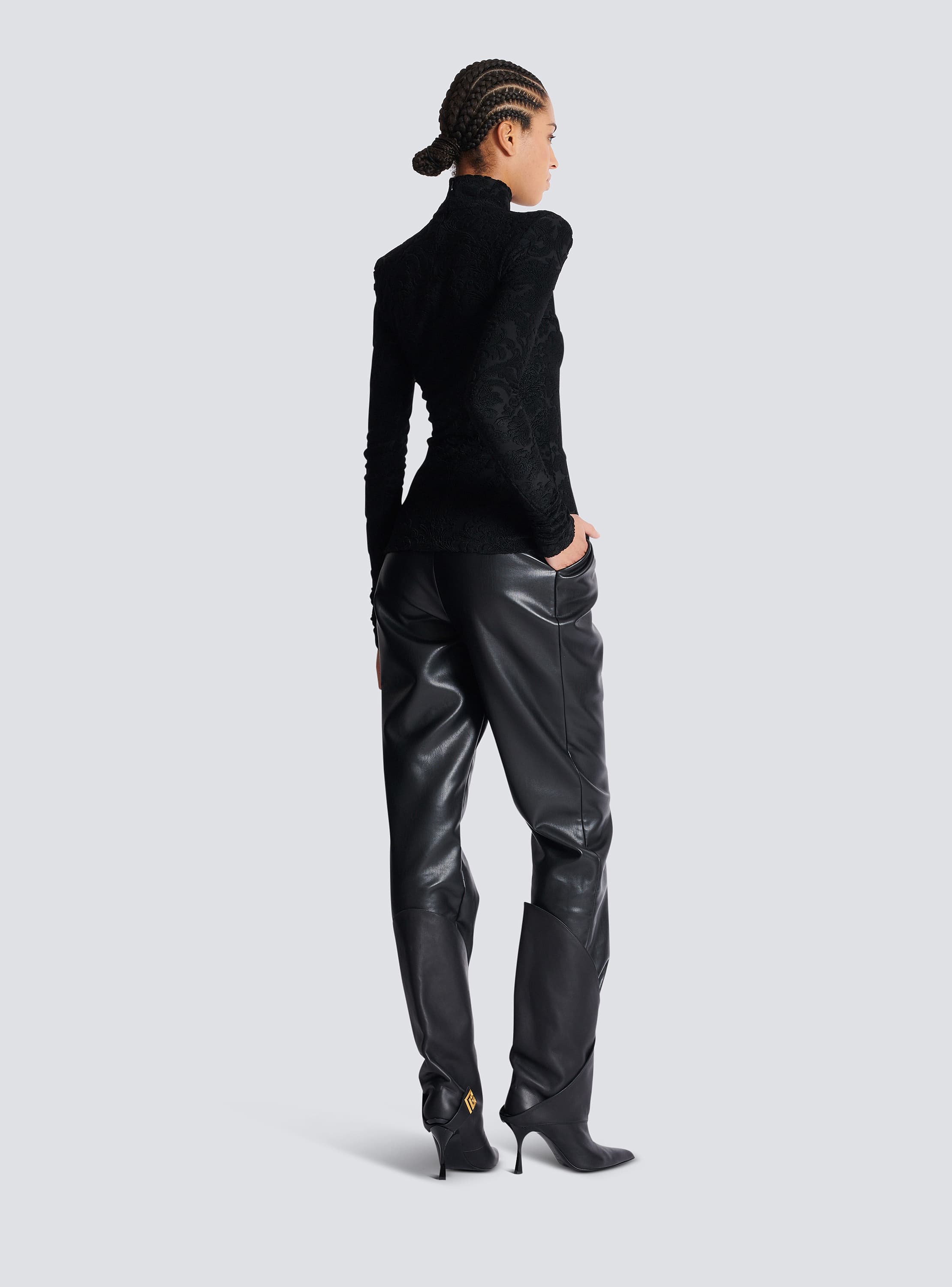 ワンピース BALMAIN Women Mid Skirts 24ADF1R8029KG96 EAC Black Short skirt in Balmain label jacquard knit black black