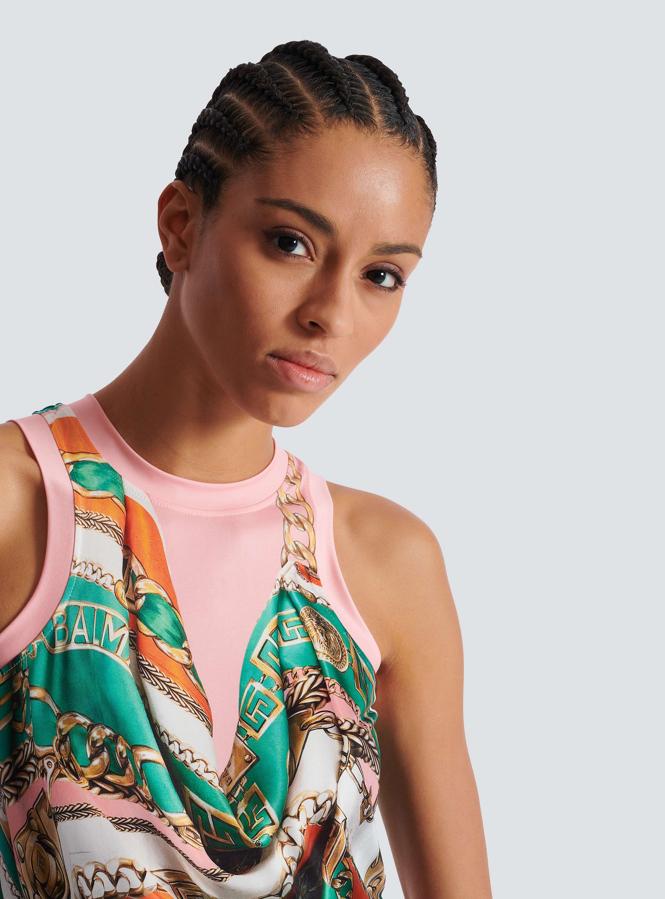 Trompe-l'œil-style Balmain Foulard print vest top 