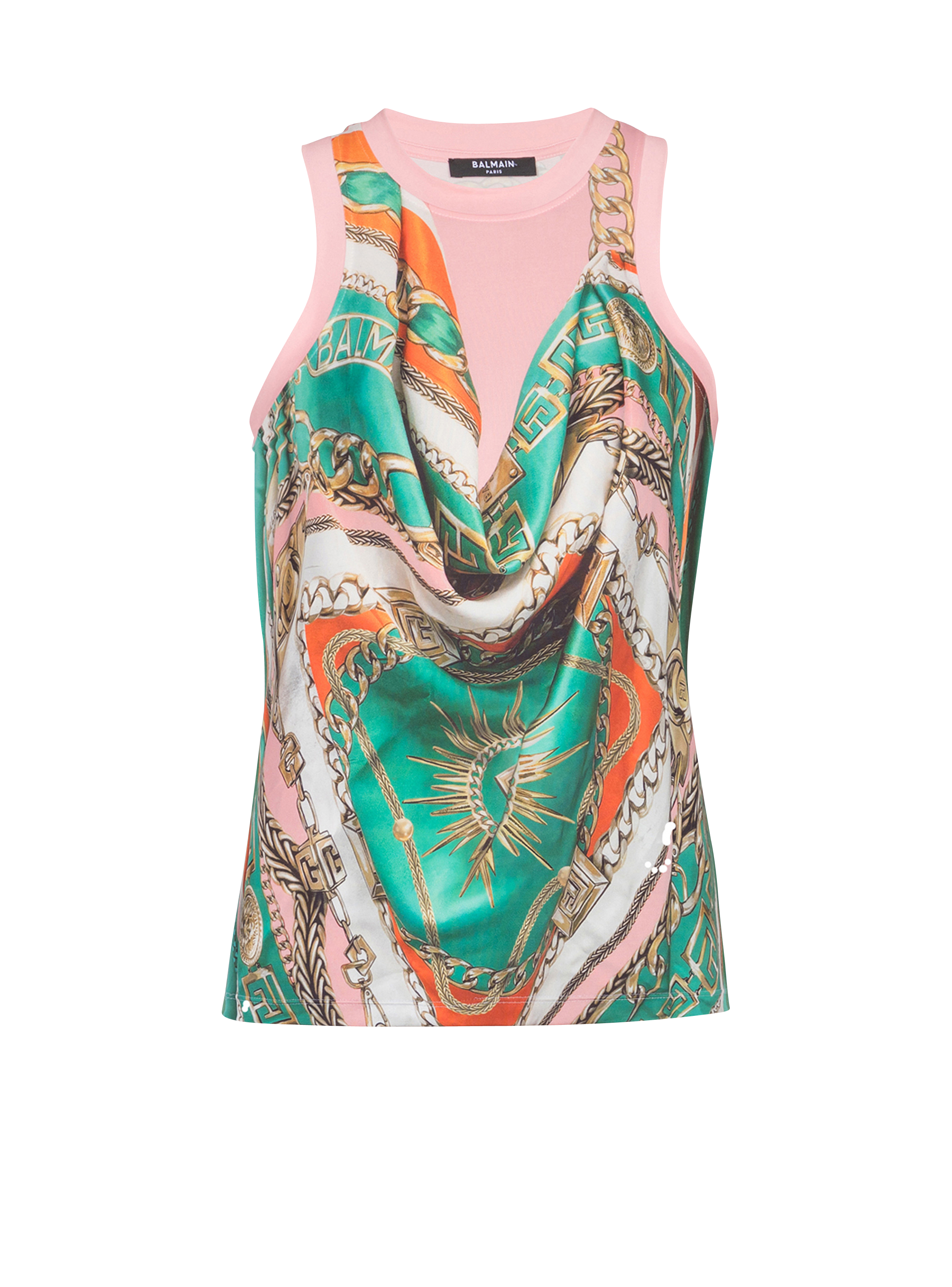 Trompe-l'œil-style Balmain Foulard print vest top 