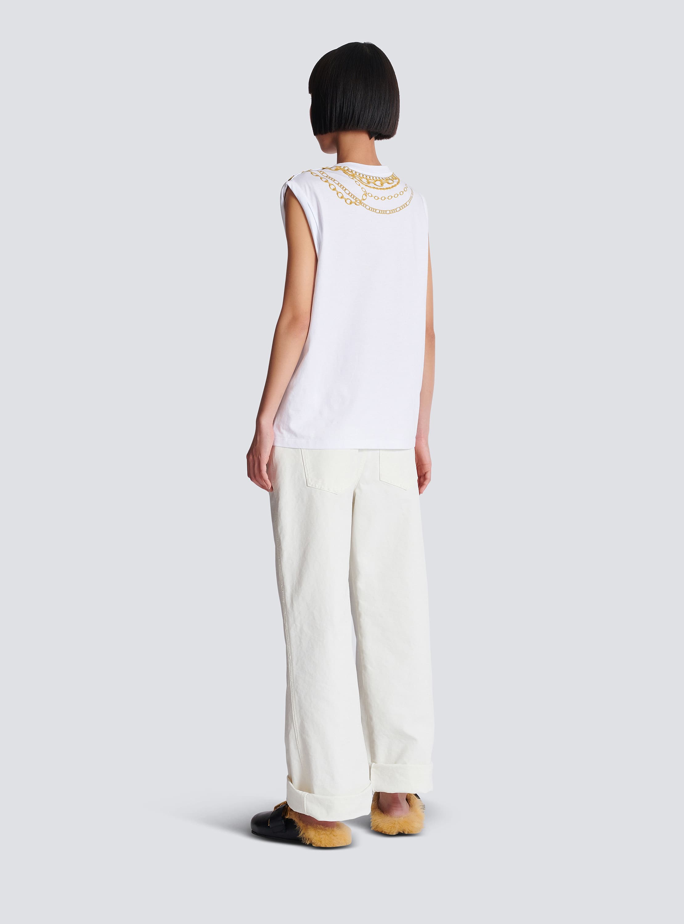 トロンプルイユ調 ネックレスプリント入り タンクトップ - Women