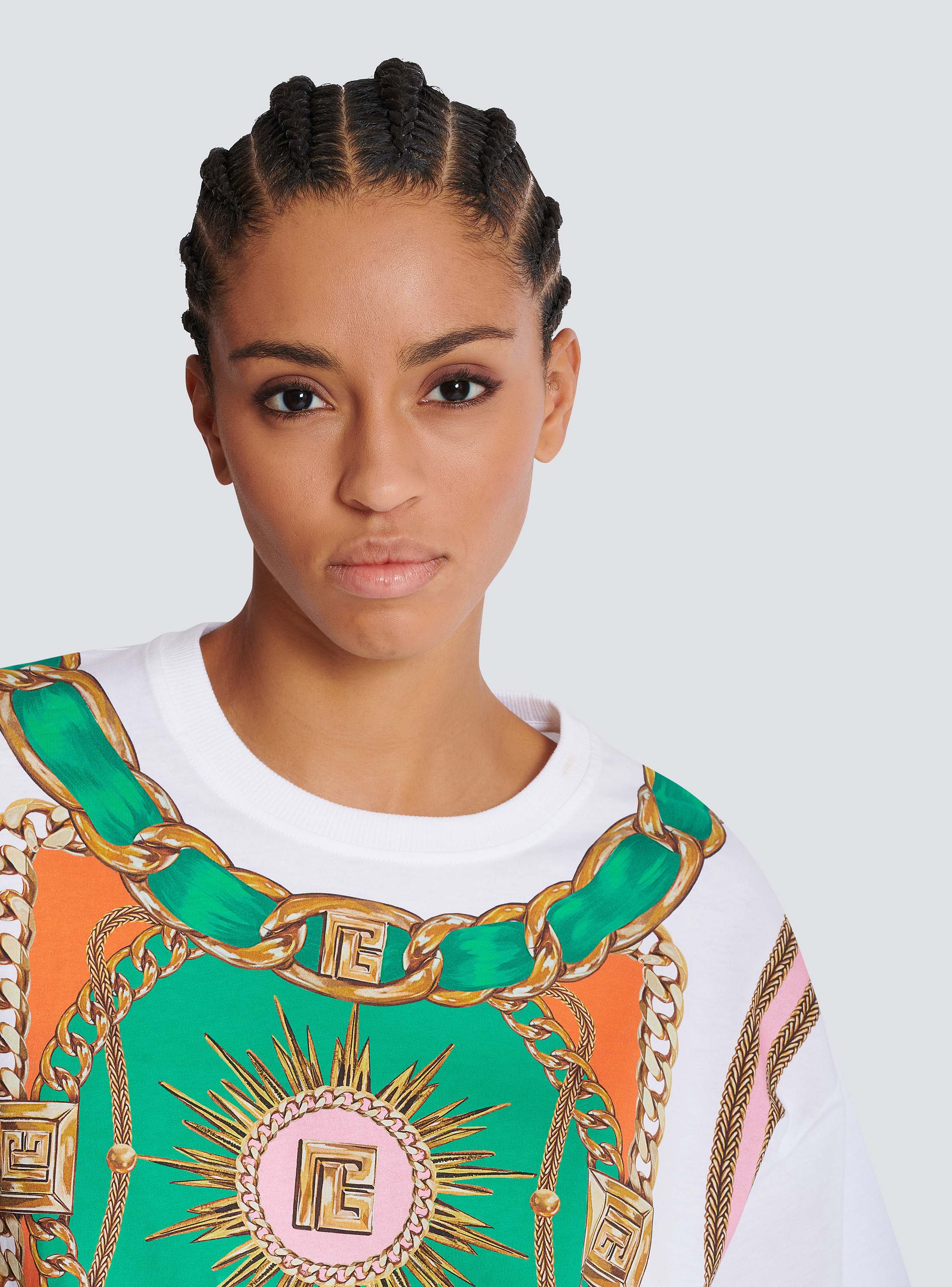 Cropped T-shirt with Balmain Foulard print