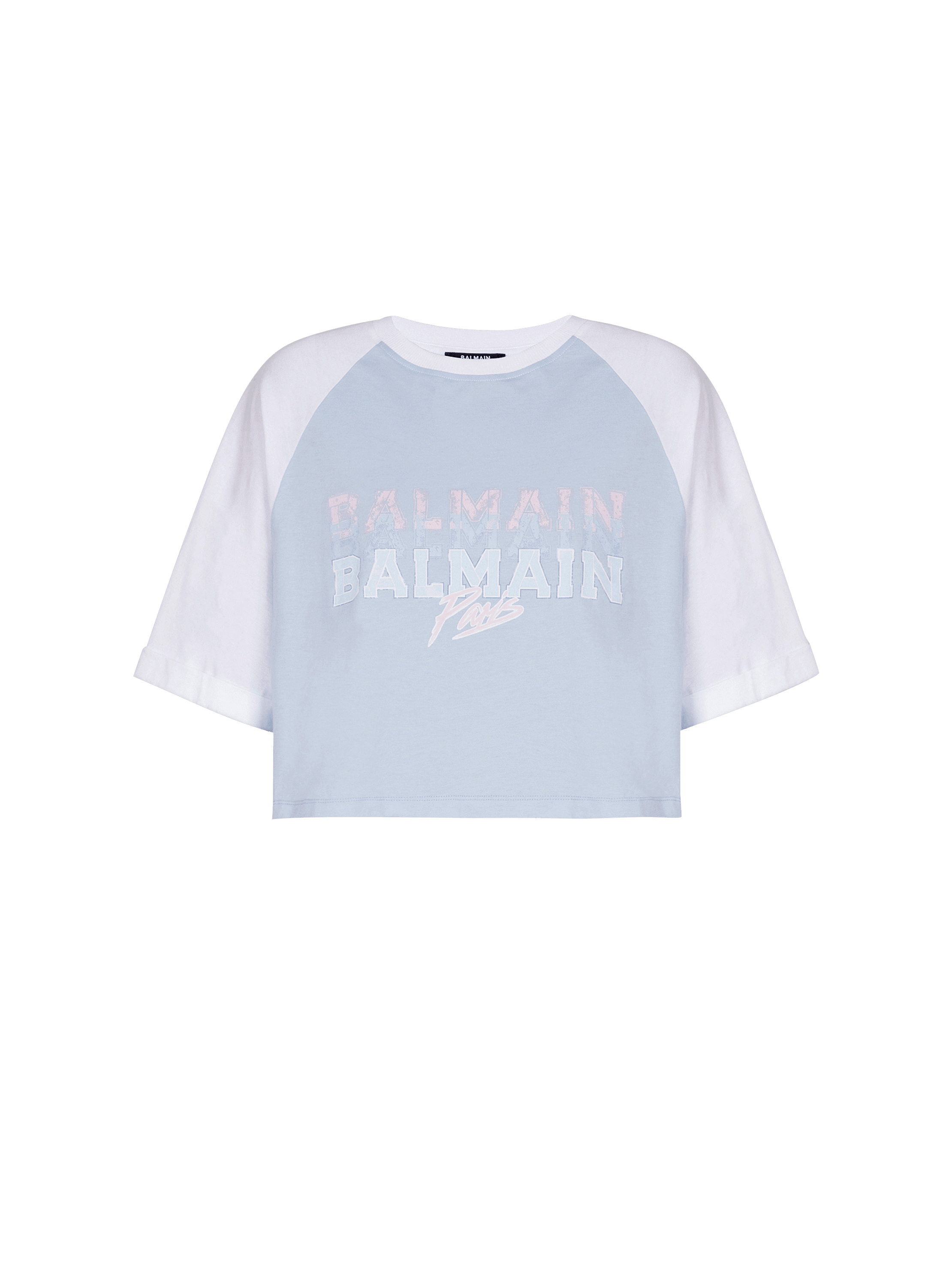 Cropped T-shirt with Balmain Paris print