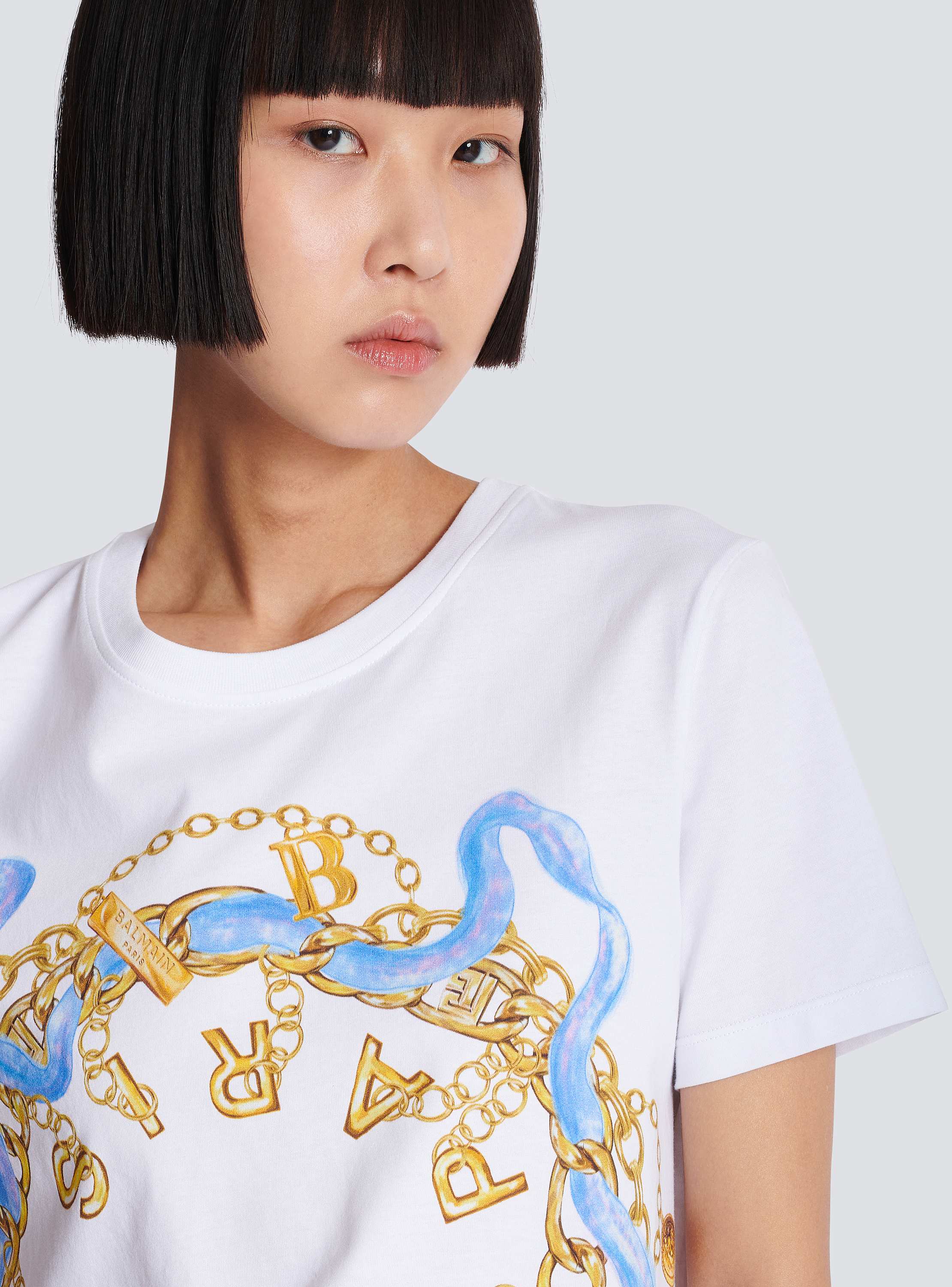 Tシャツ・カットソー BALMAIN Women Tunic Tops EF0EF135GE91 GTI WHITE T-shirt with Balmain Lipstick print white white - Women