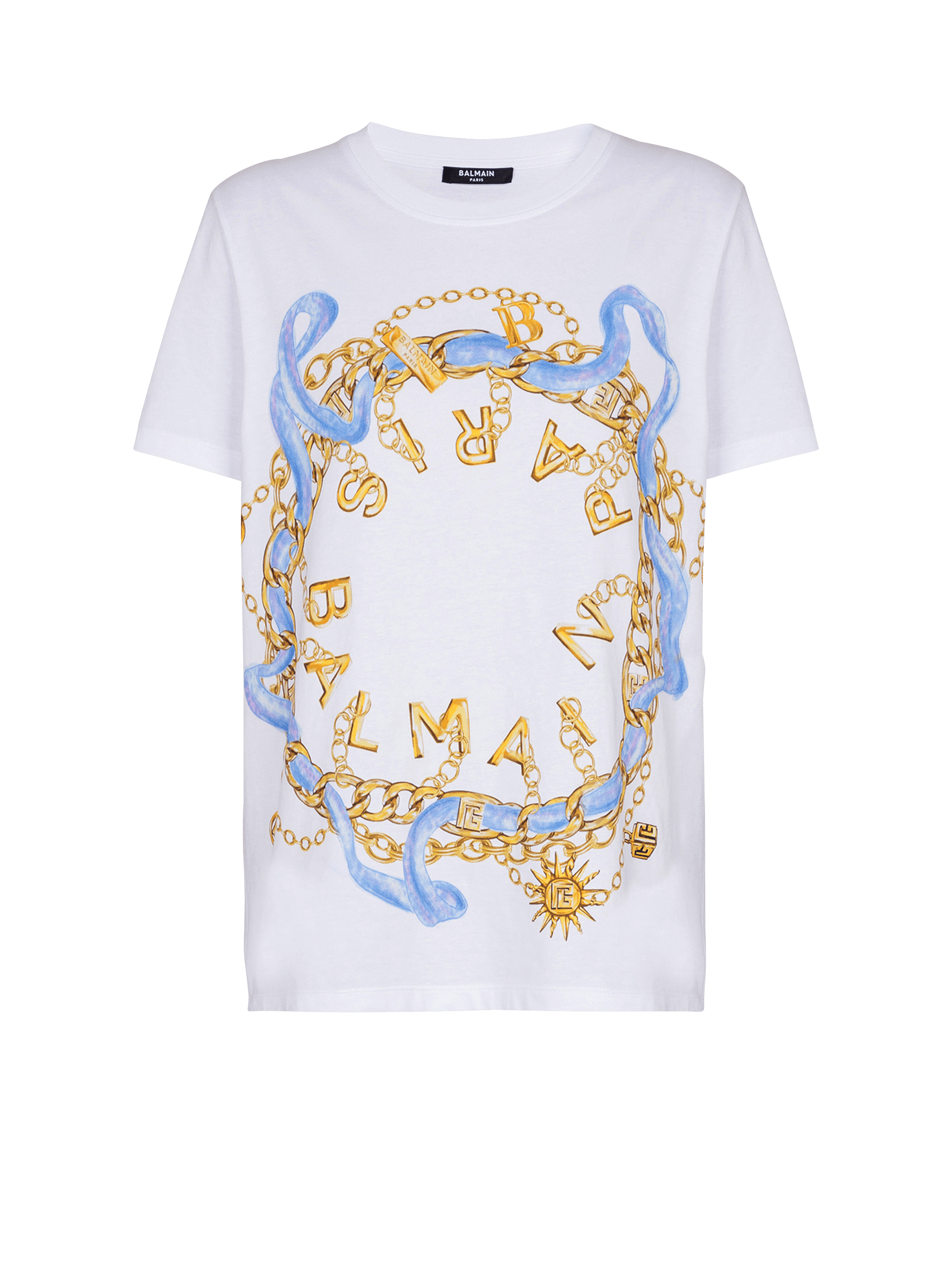 Balmain Paris Chaînes 프린트 장식 티셔츠