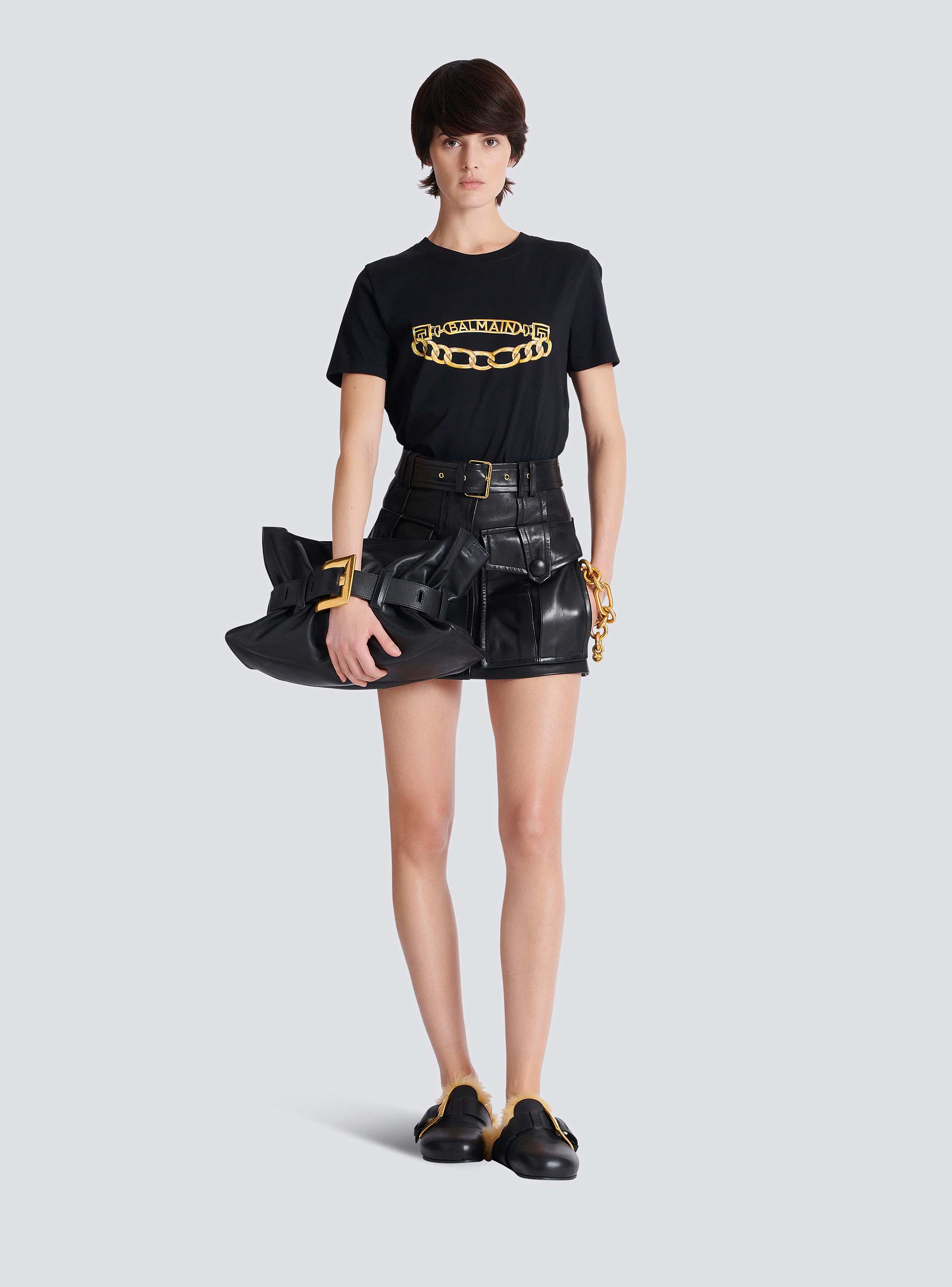 【関税＆送料込み】Balmain Chain Print T-Shirt Clothing Balmain chain-print T-shirt | Black | FARFETCH