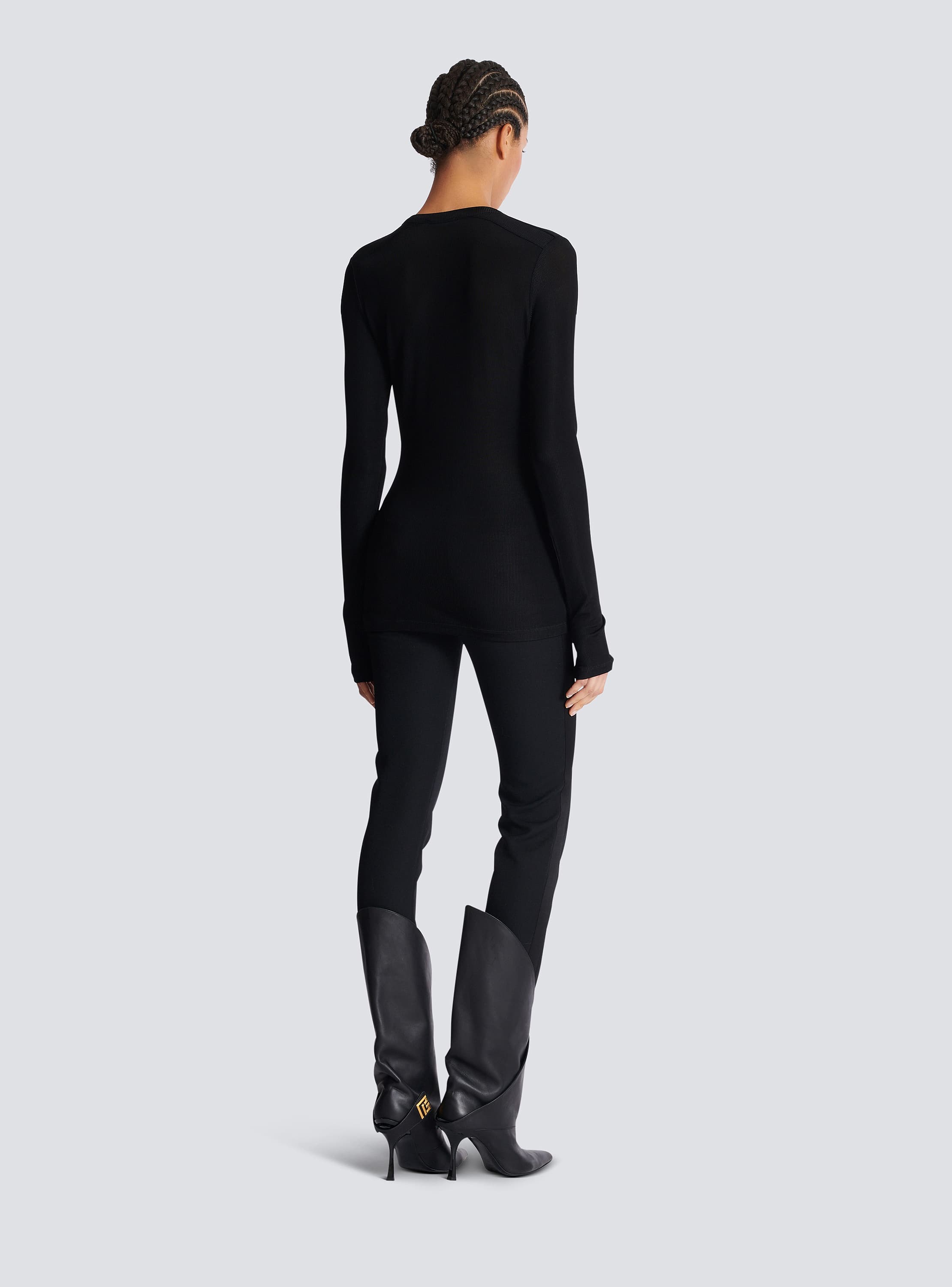 Long-sleeved lace-up top black black - Women | BALMAIN