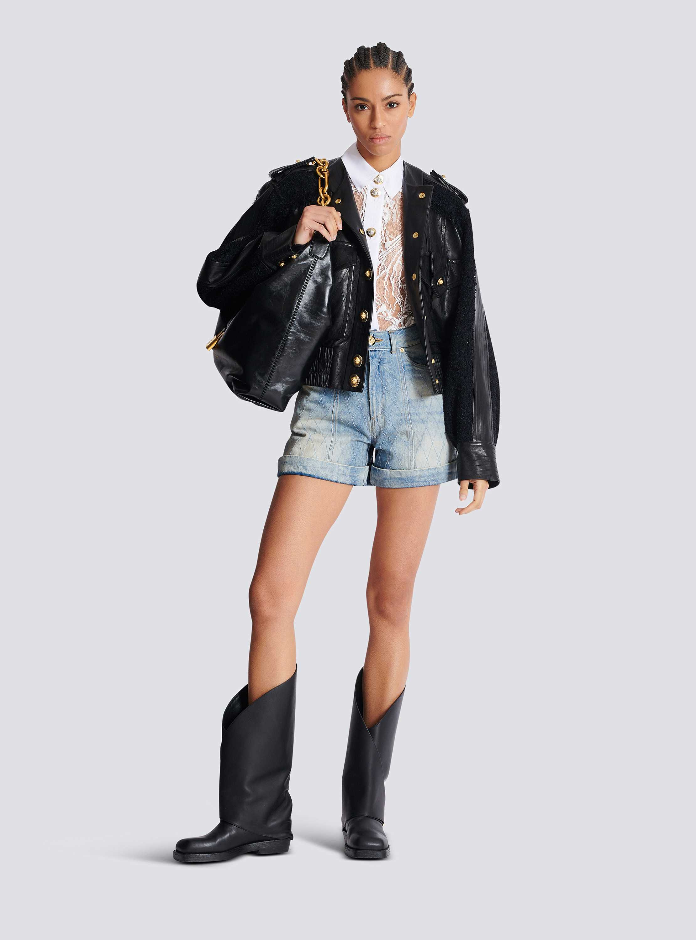 Buttoned Hltnk Lace & Popeline Top