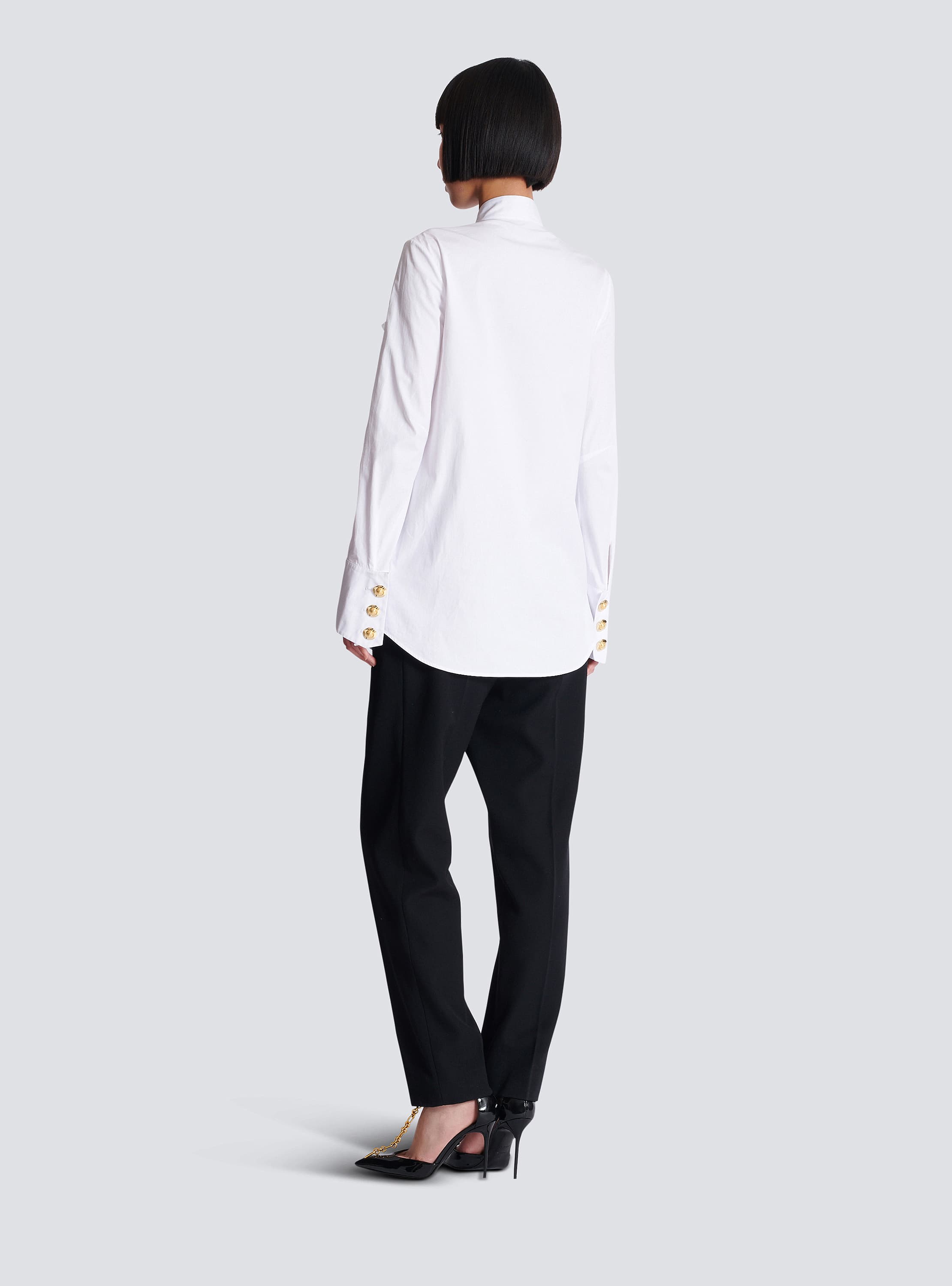 フリル付き ポプリン製シャツ