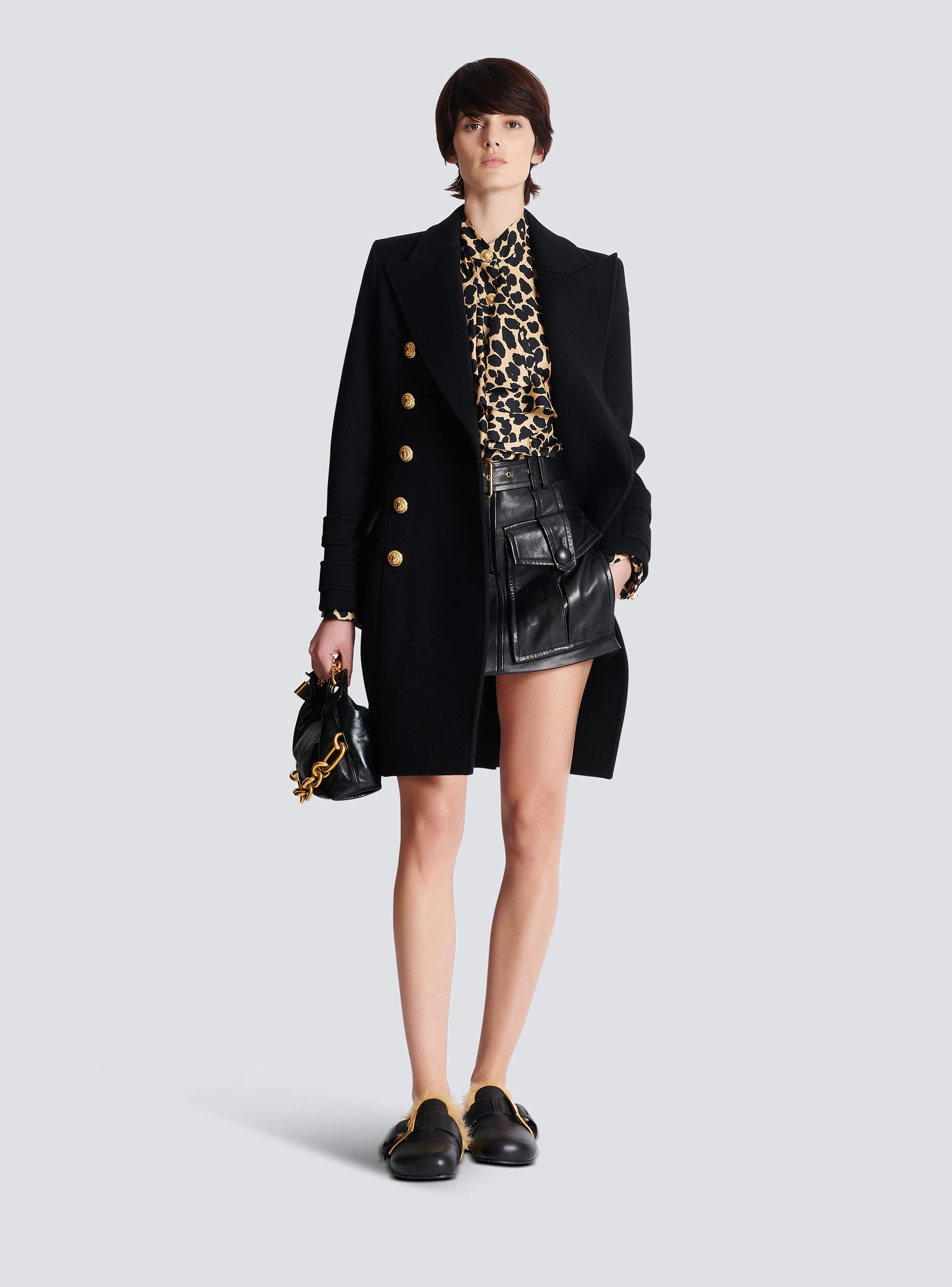 Leopard print ruffled shirt