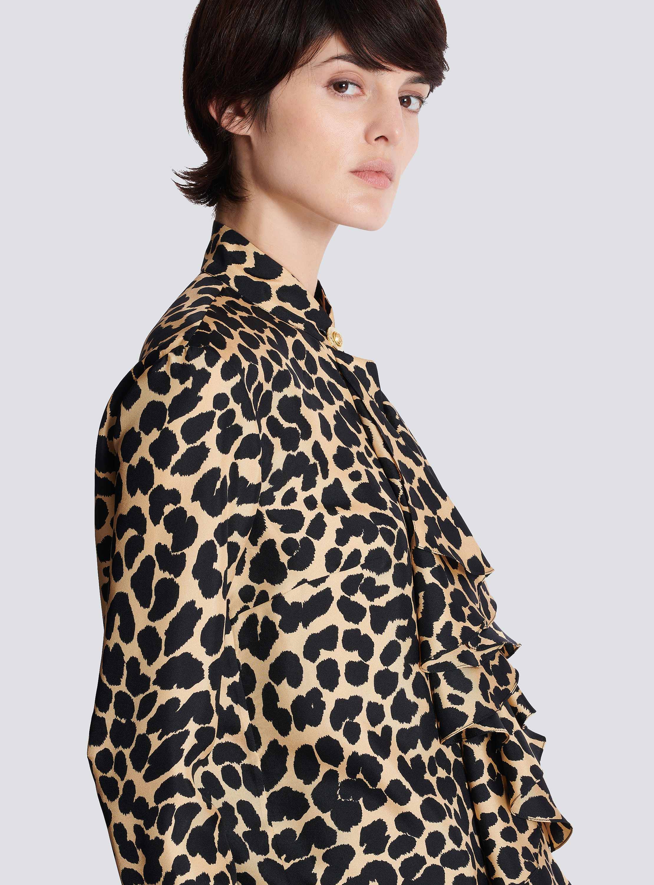 Leopard print ruffled shirt