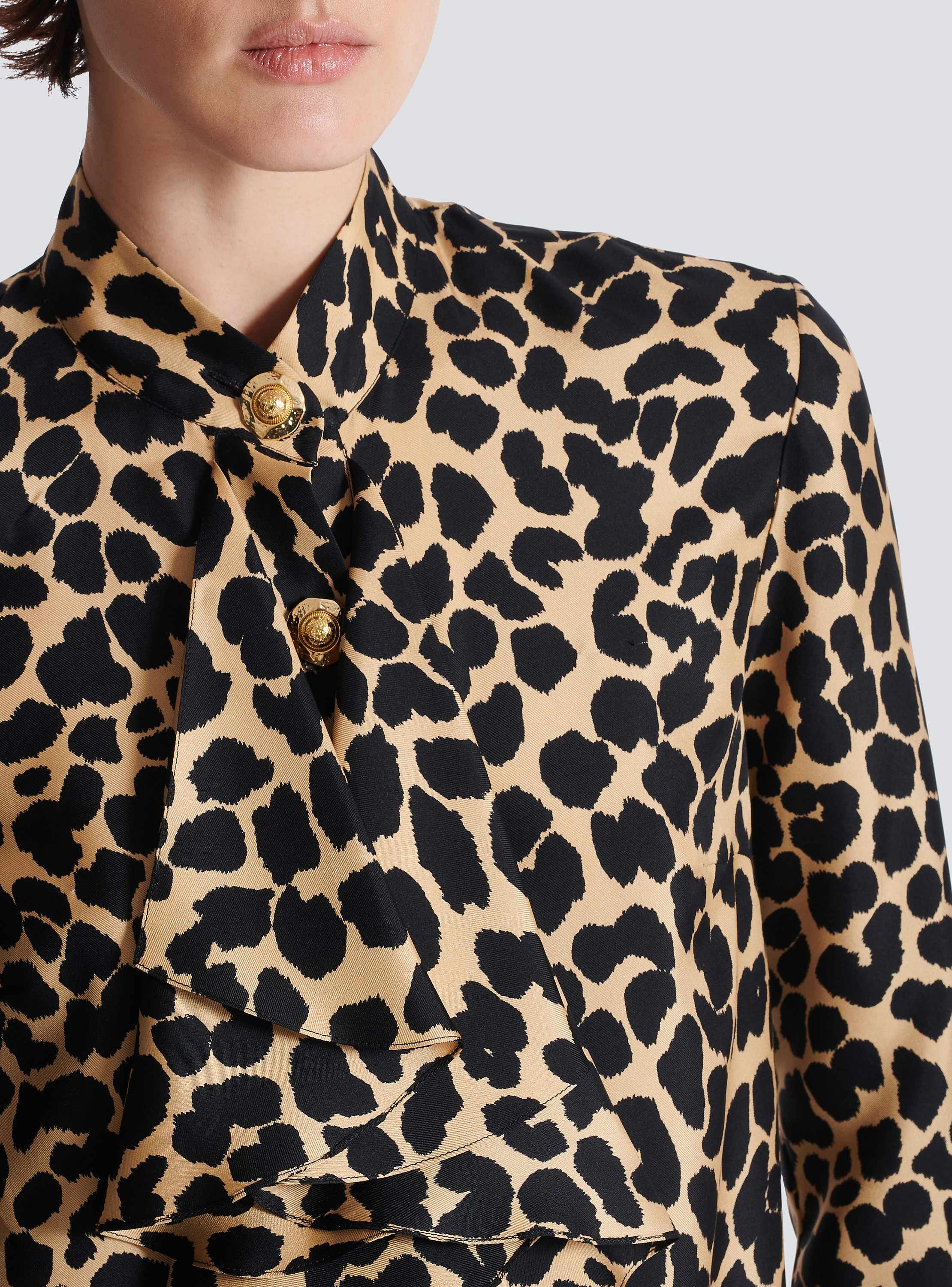 Leopard print ruffled shirt