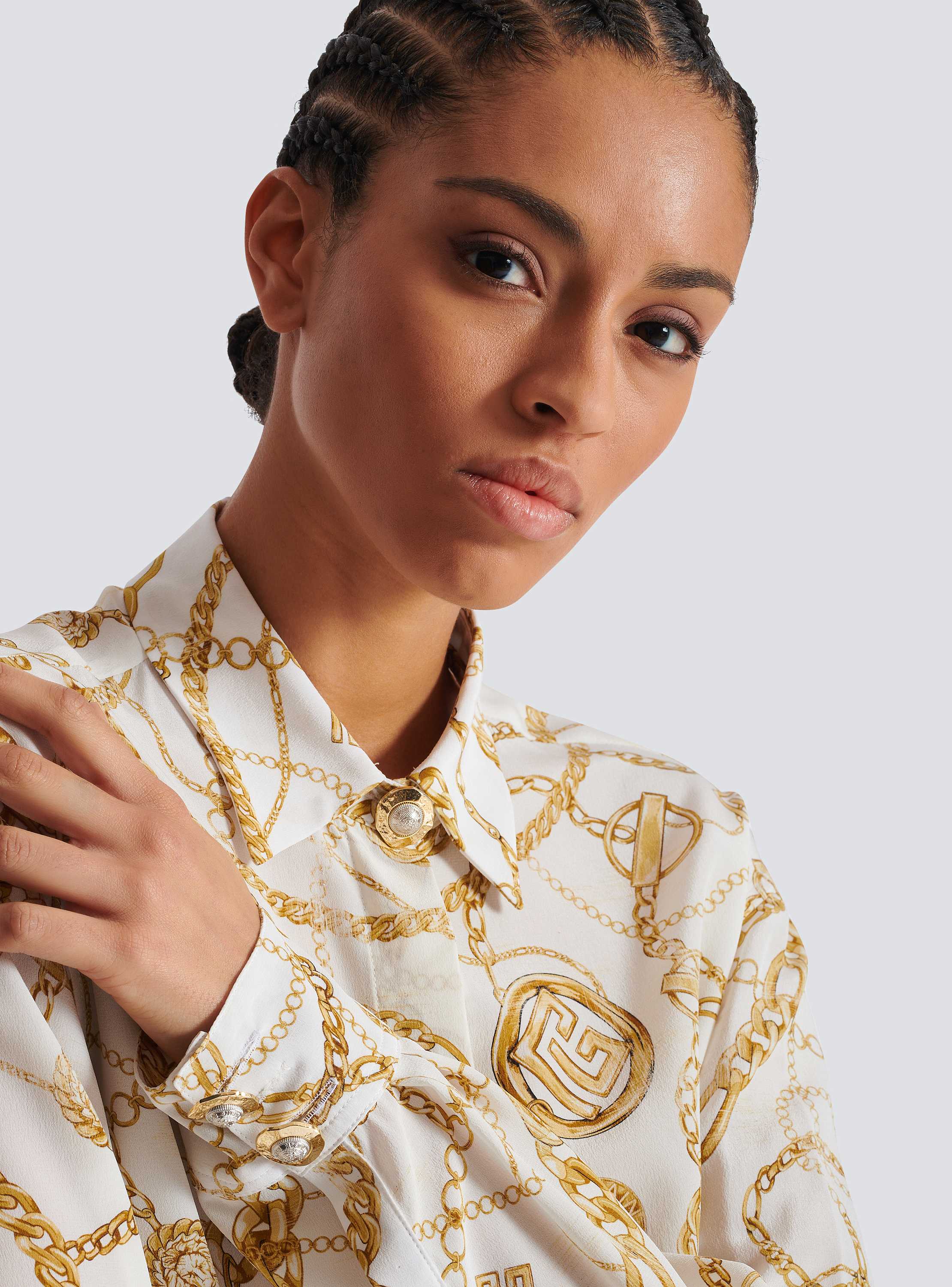 BALMAIN☆chainモチーフプリント入り シルク シャツ Balmain Chaînesモチーフのプリントシルク製 シャツ - Women