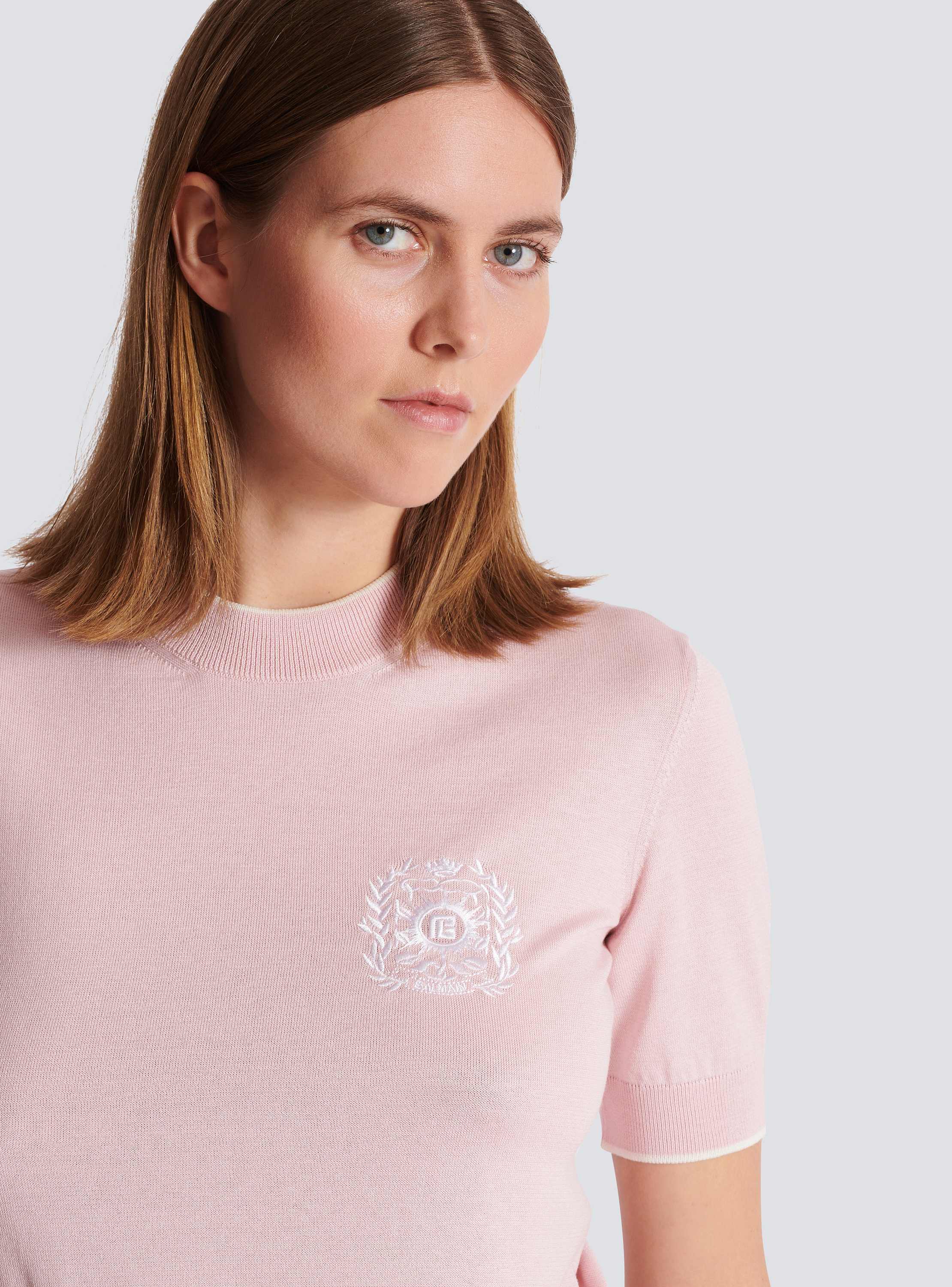 Balmain Emblème-embroidered knit top pink pink - Women | BALMAIN