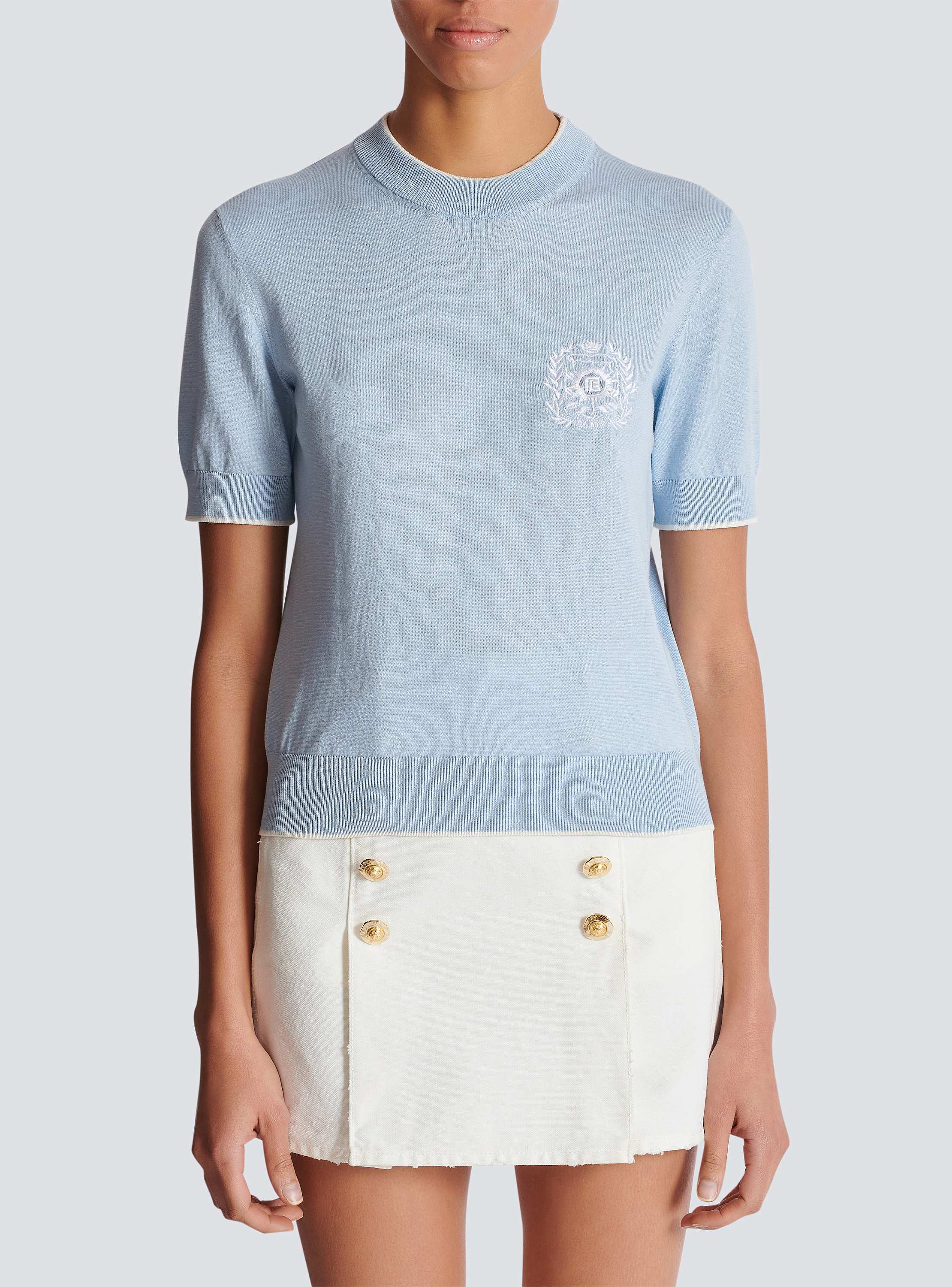 Balmain Emblème-embroidered knit top - Women | BALMAIN