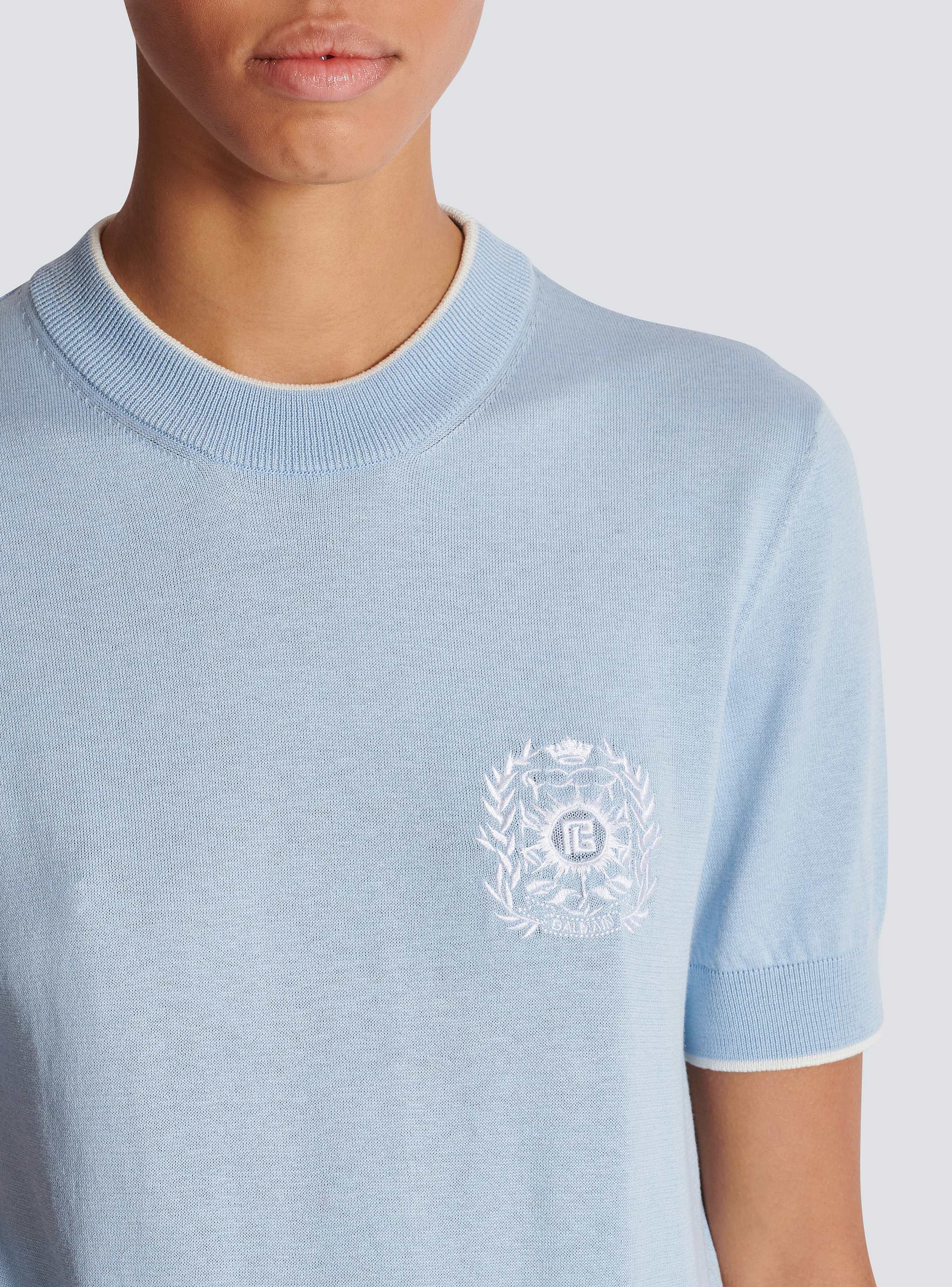 Balmain Emblème-embroidered knit top blue - Women | BALMAIN