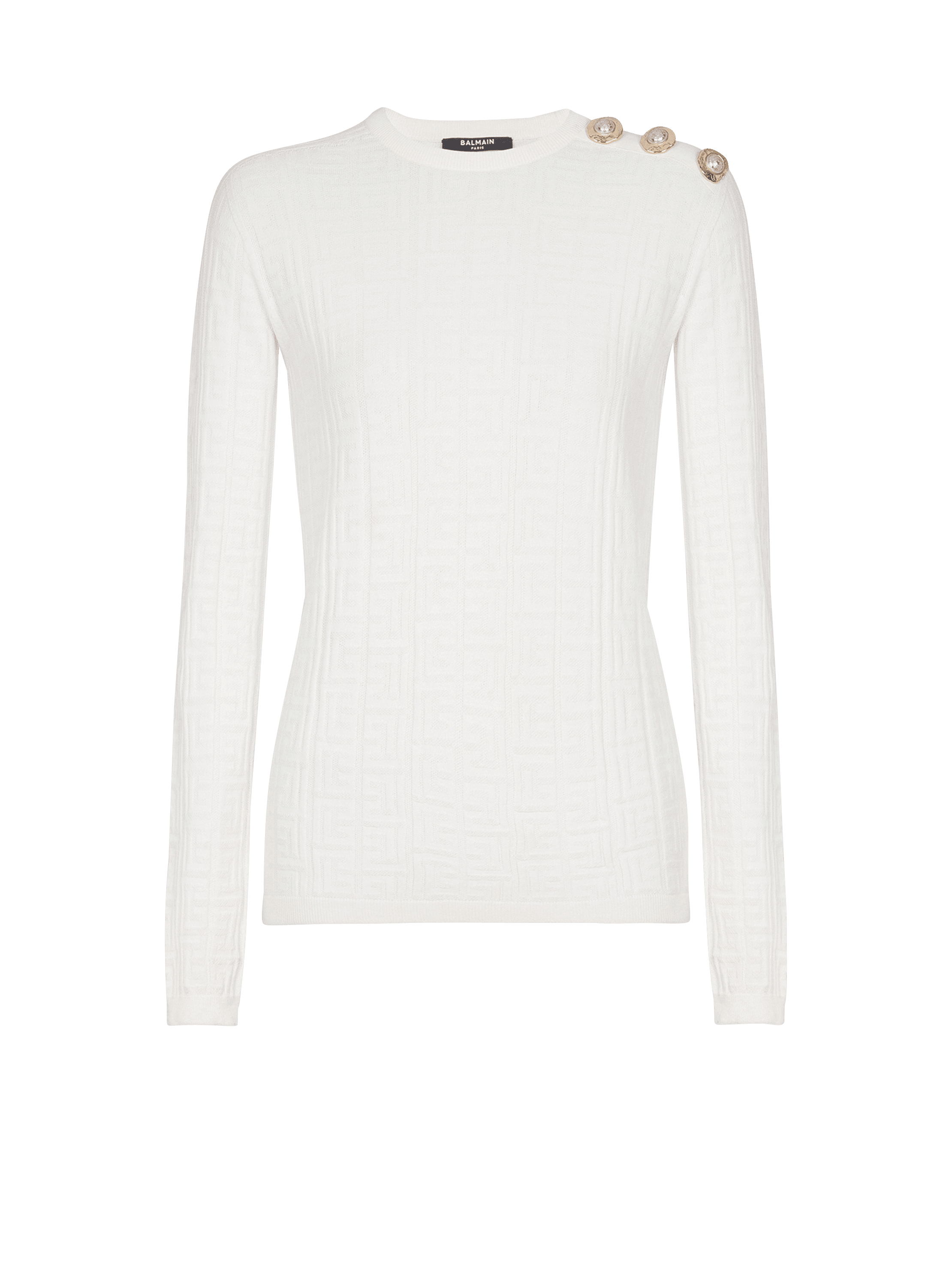 Ls 3 Btn Monogram Knit Top