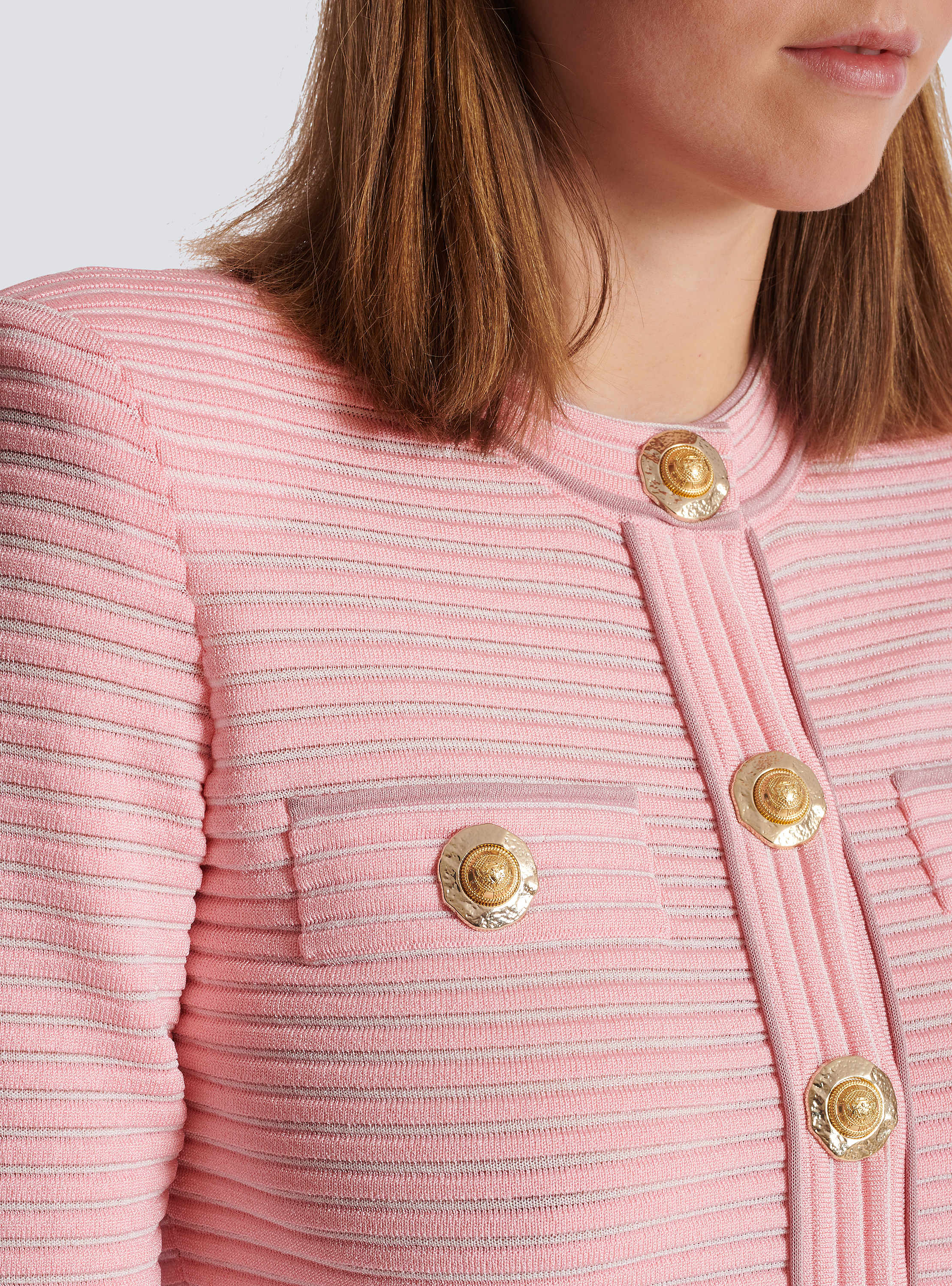 Long-sleeved textured knit cardigan - Women | BALMAIN