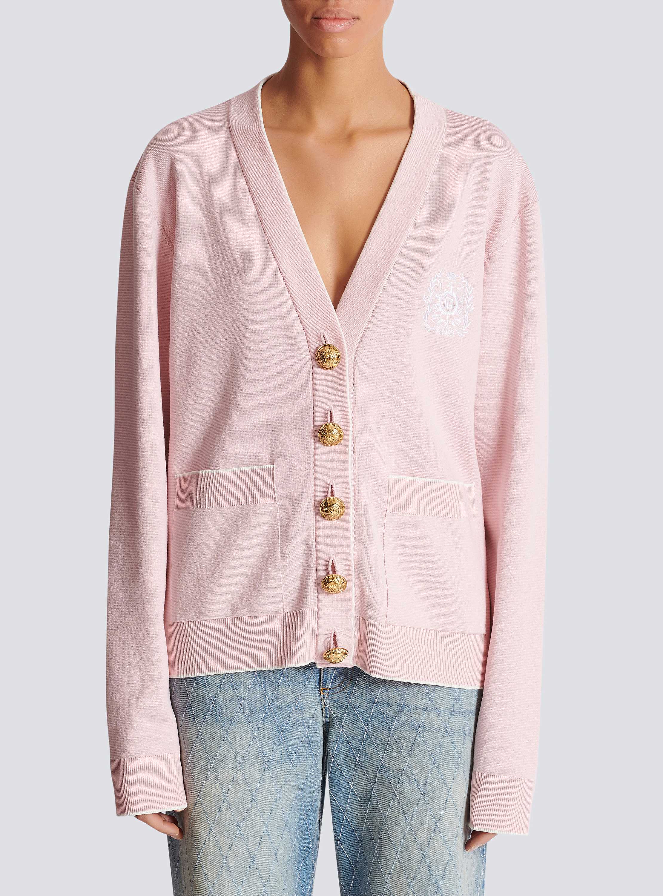 上品なブランド Balmain Emblème-embroidered BALMAIN | Women - cardigan knit トップス