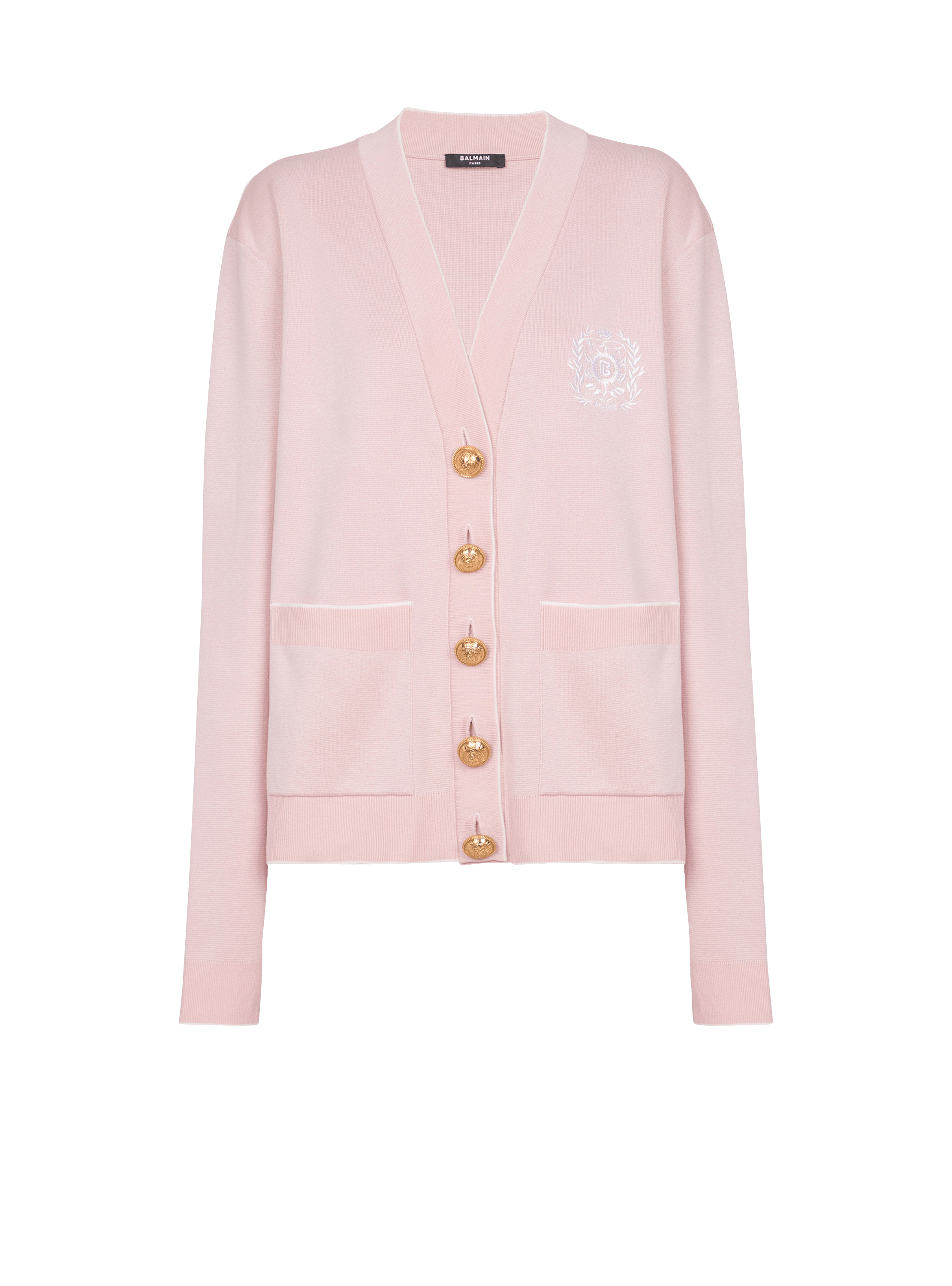 Balmain Emblème-embroidered knit cardigan