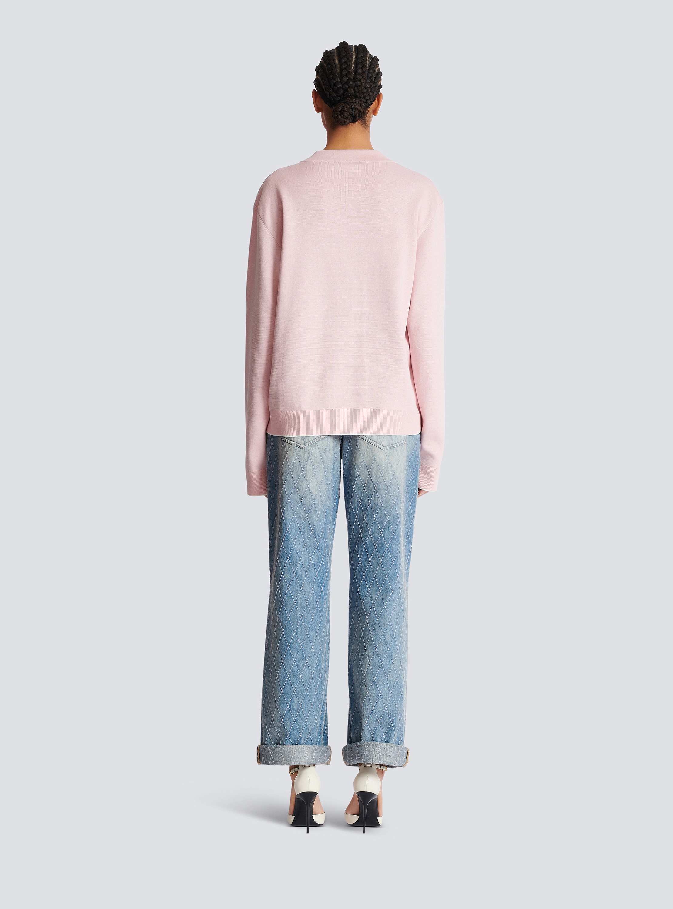 BALMAIN バルマン　カシミア混　ロゴ　クルーネックセーター　ピンク BALMAIN バルマン カシミア混 ピンク ロゴ クルーネックセーター