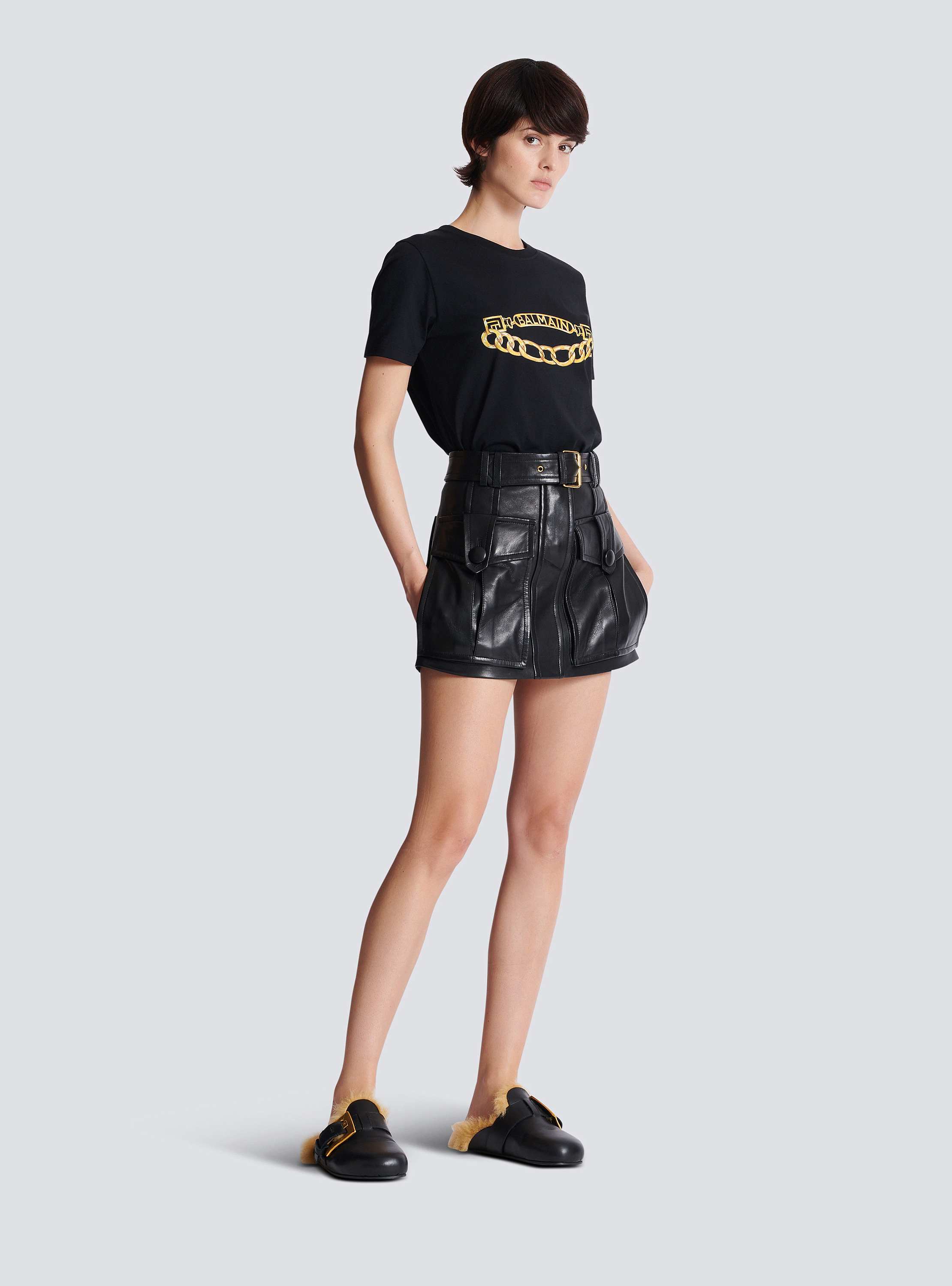 Short lambskin skirt - Women | BALMAIN