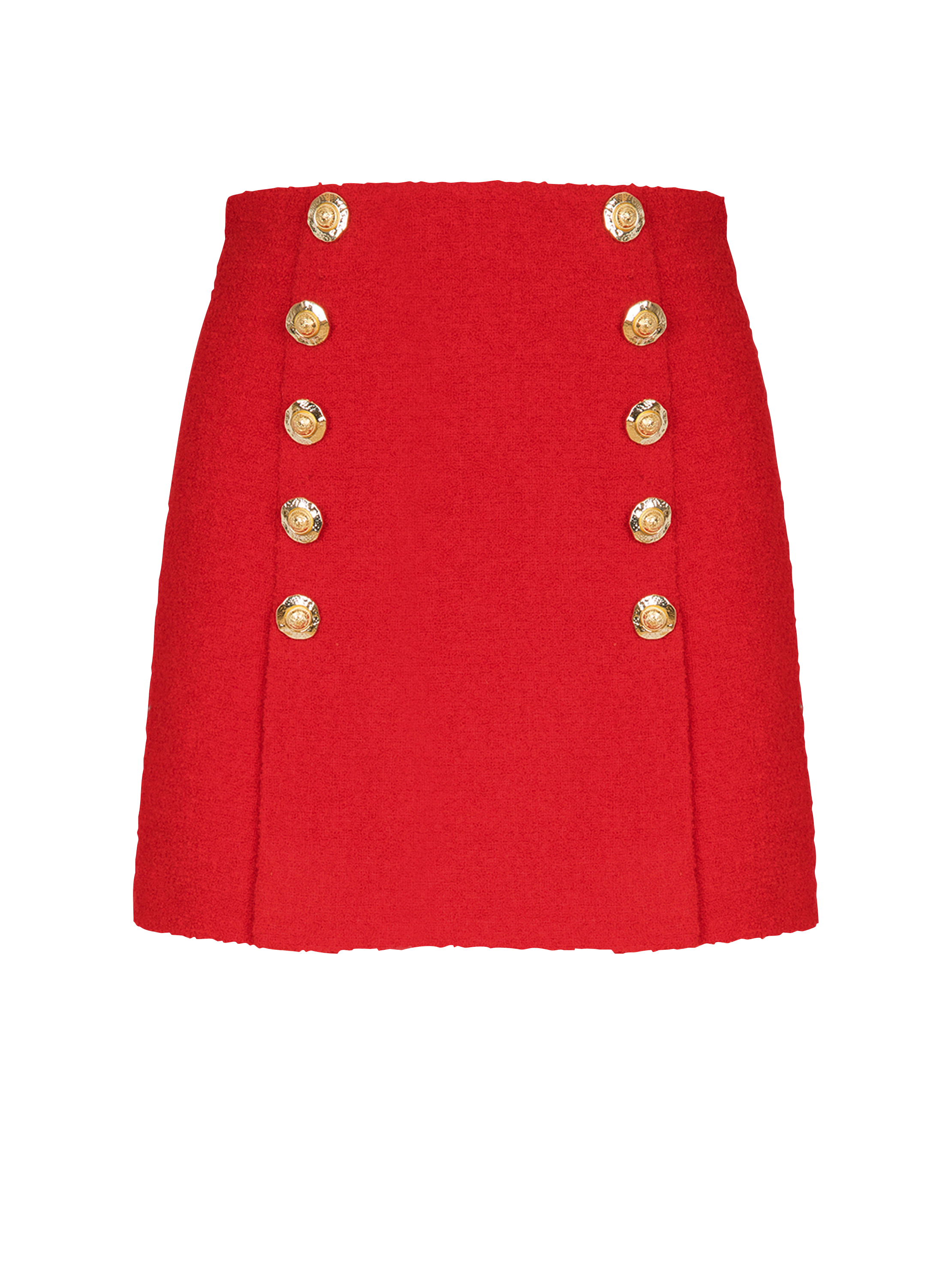 Btn Straight Wool Crepe Short Skirt