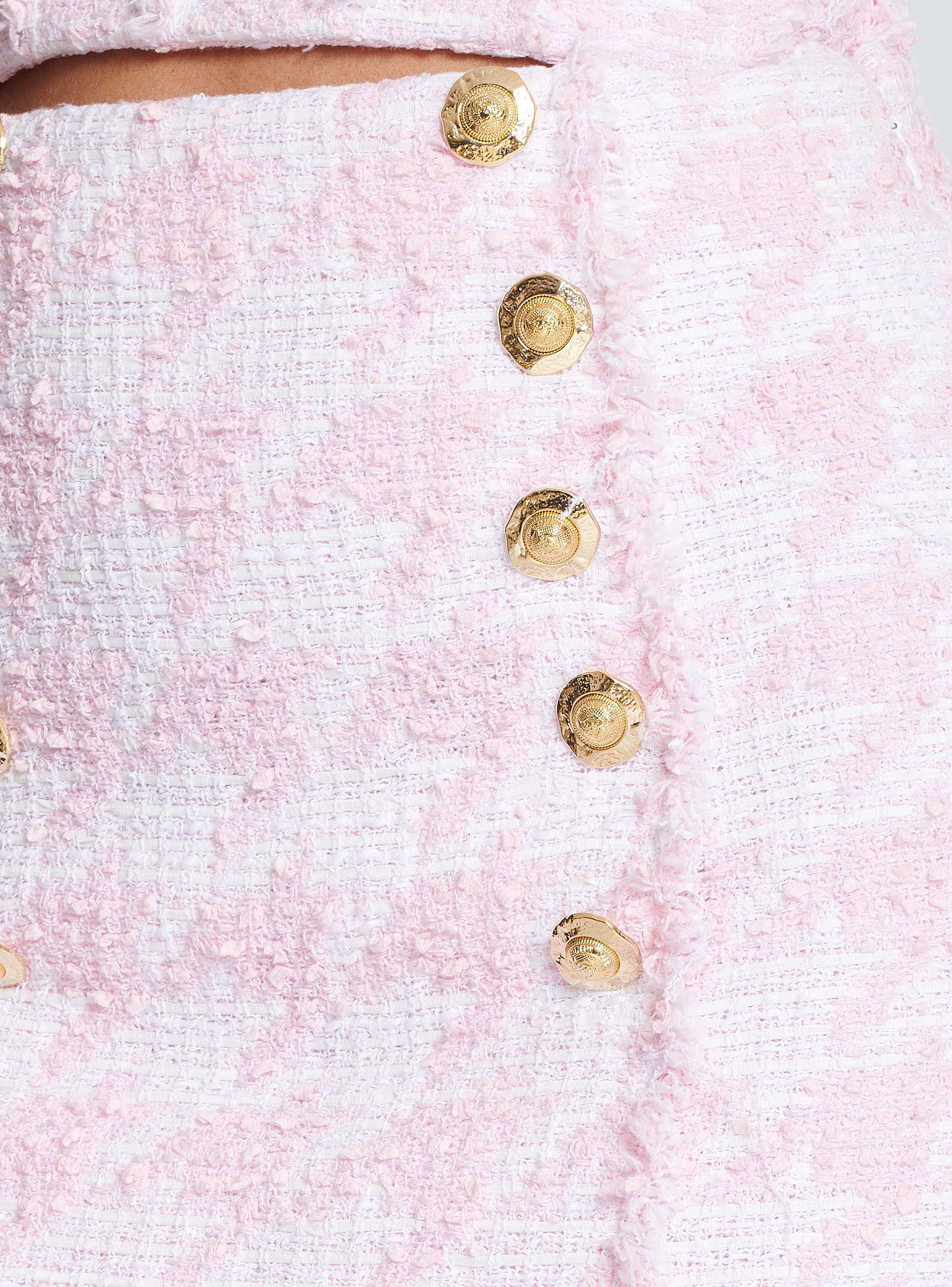 Buttoned Straight Tweed Short Skirt