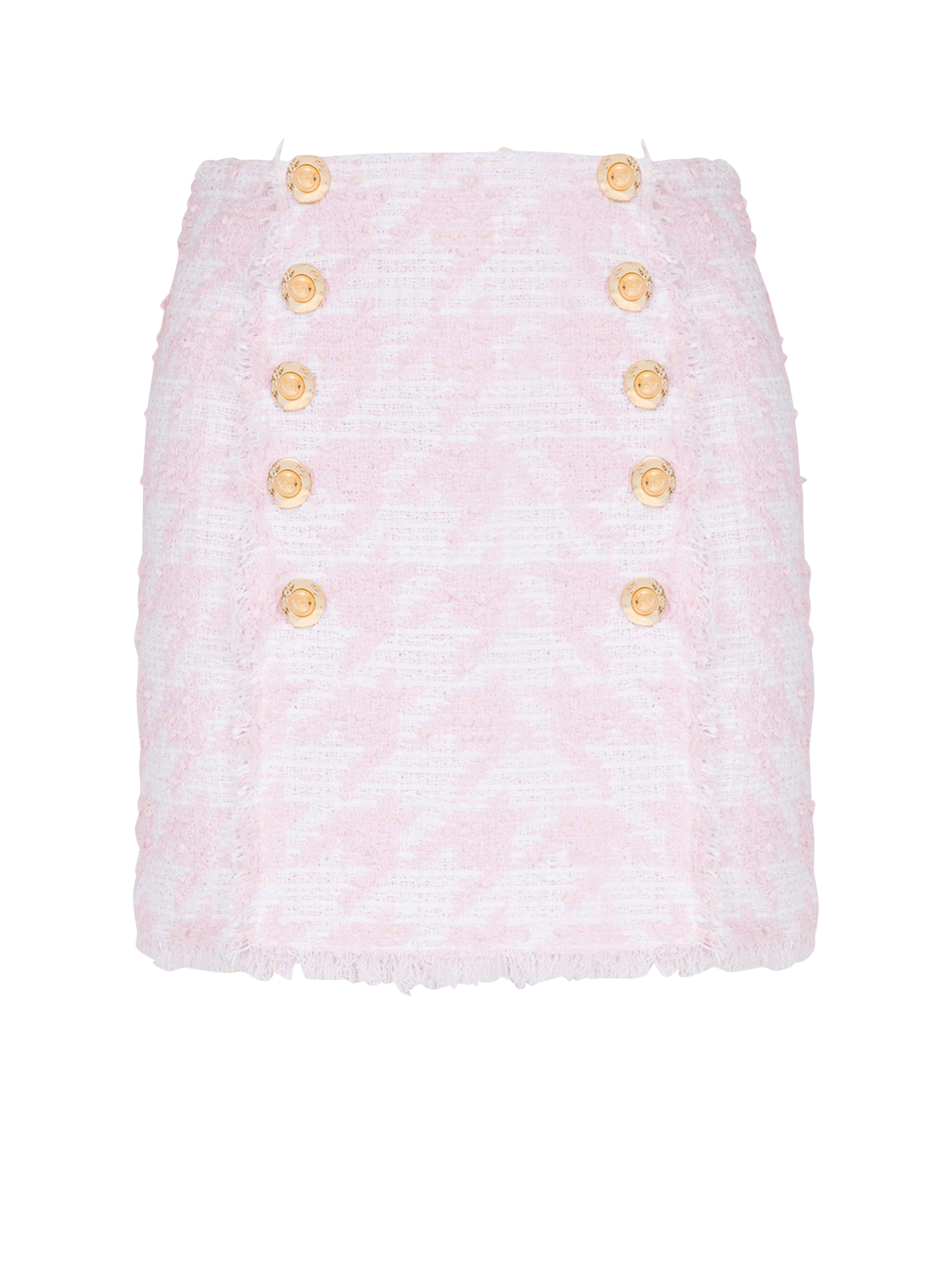 Buttoned Straight Tweed Short Skirt