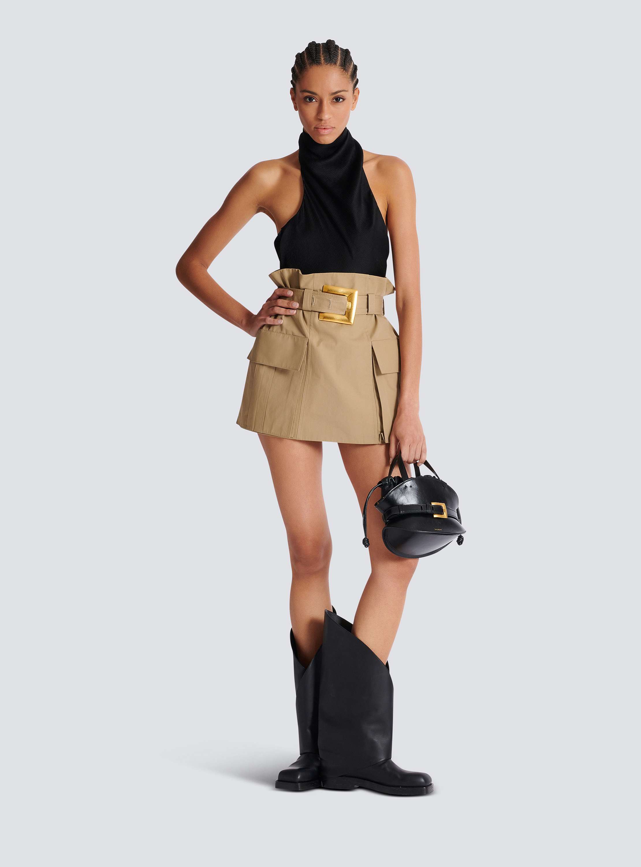 スカート BALMAIN Woman Skirt Multicolor DF1LB292KG70 UIH High-waisted gabardine skirt - Women | BALMAIN