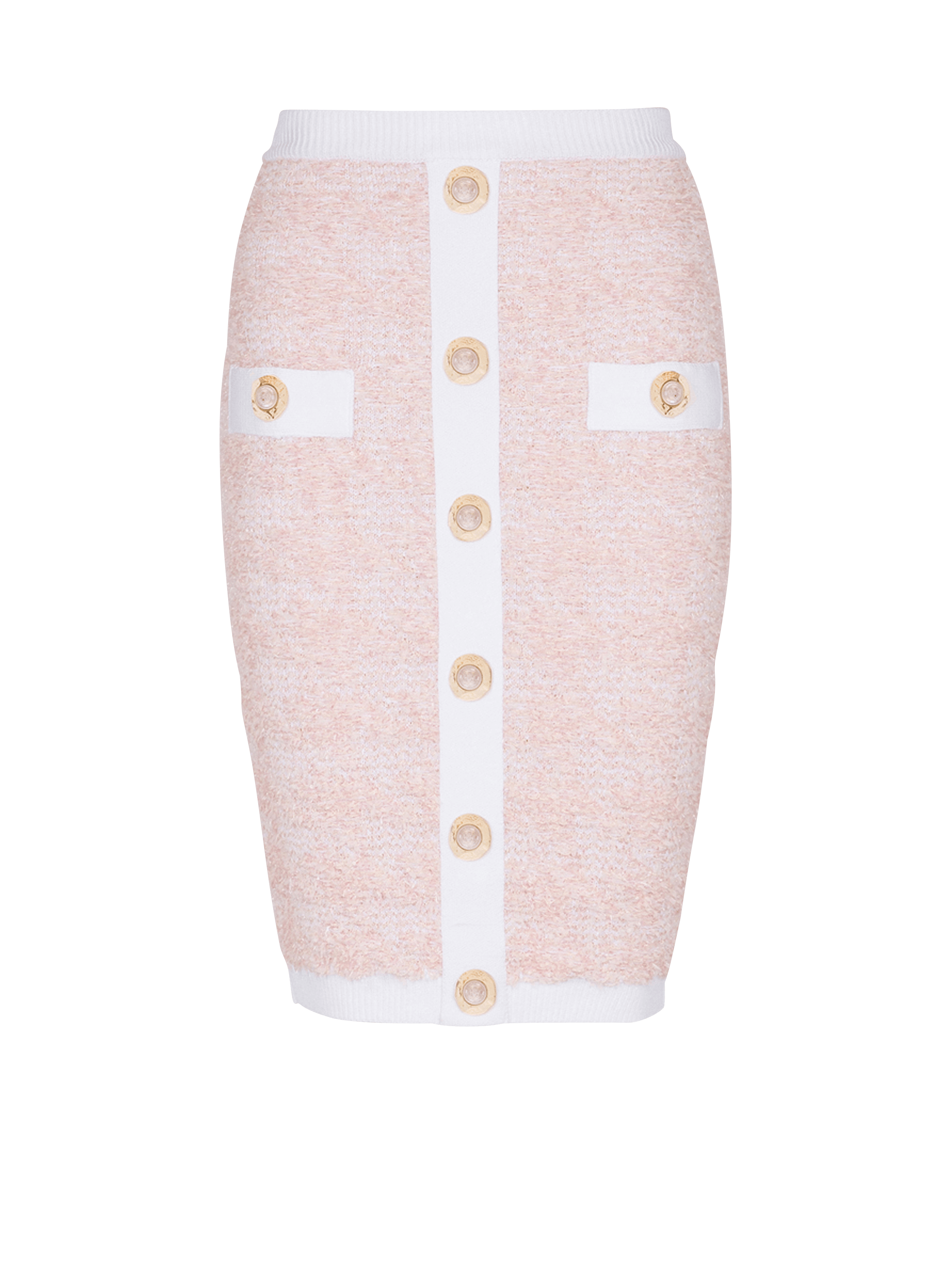 Buttoned Tweed Knee Lenght Skirt