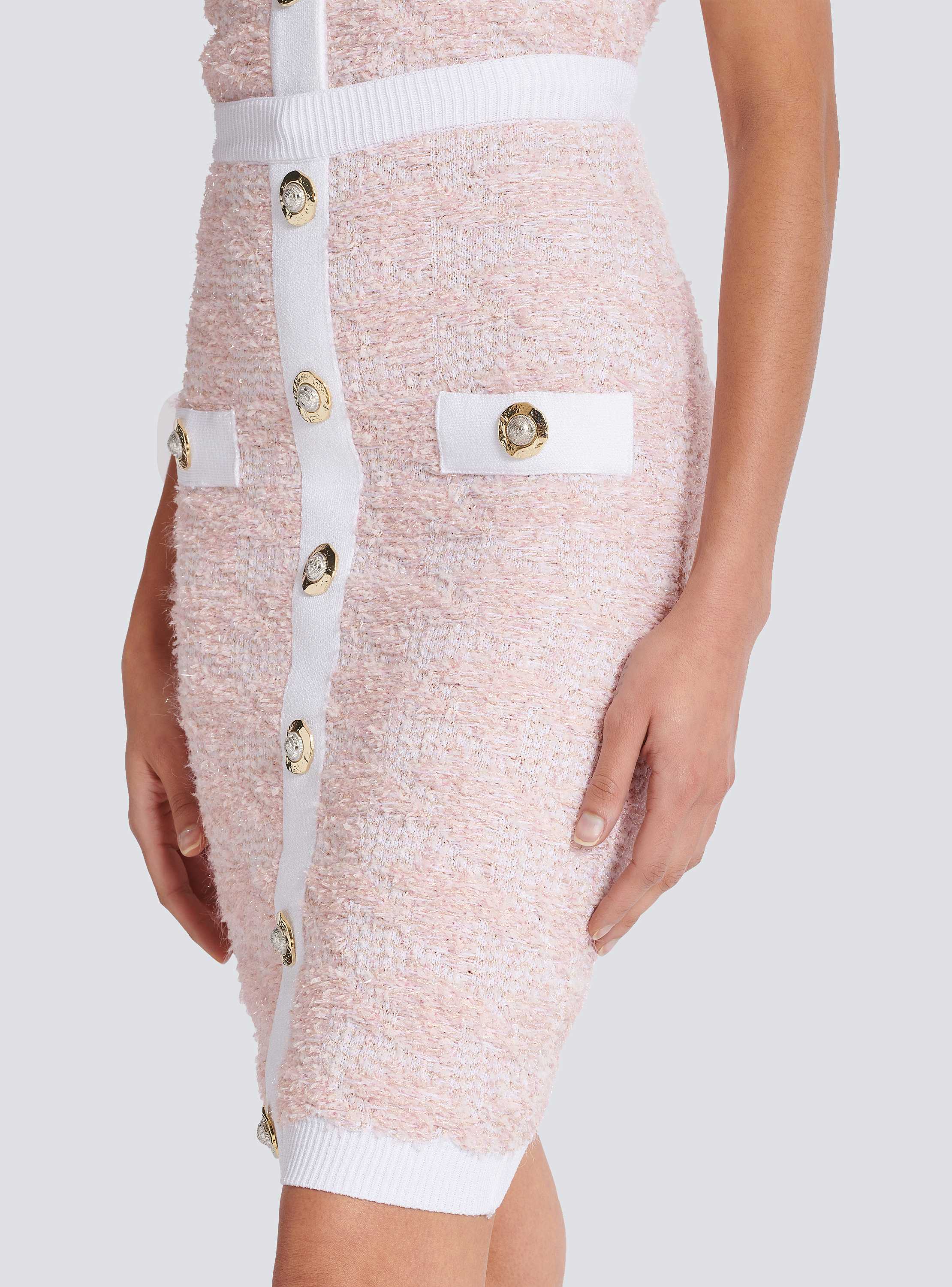 Buttoned Tweed Knee Lenght Skirt