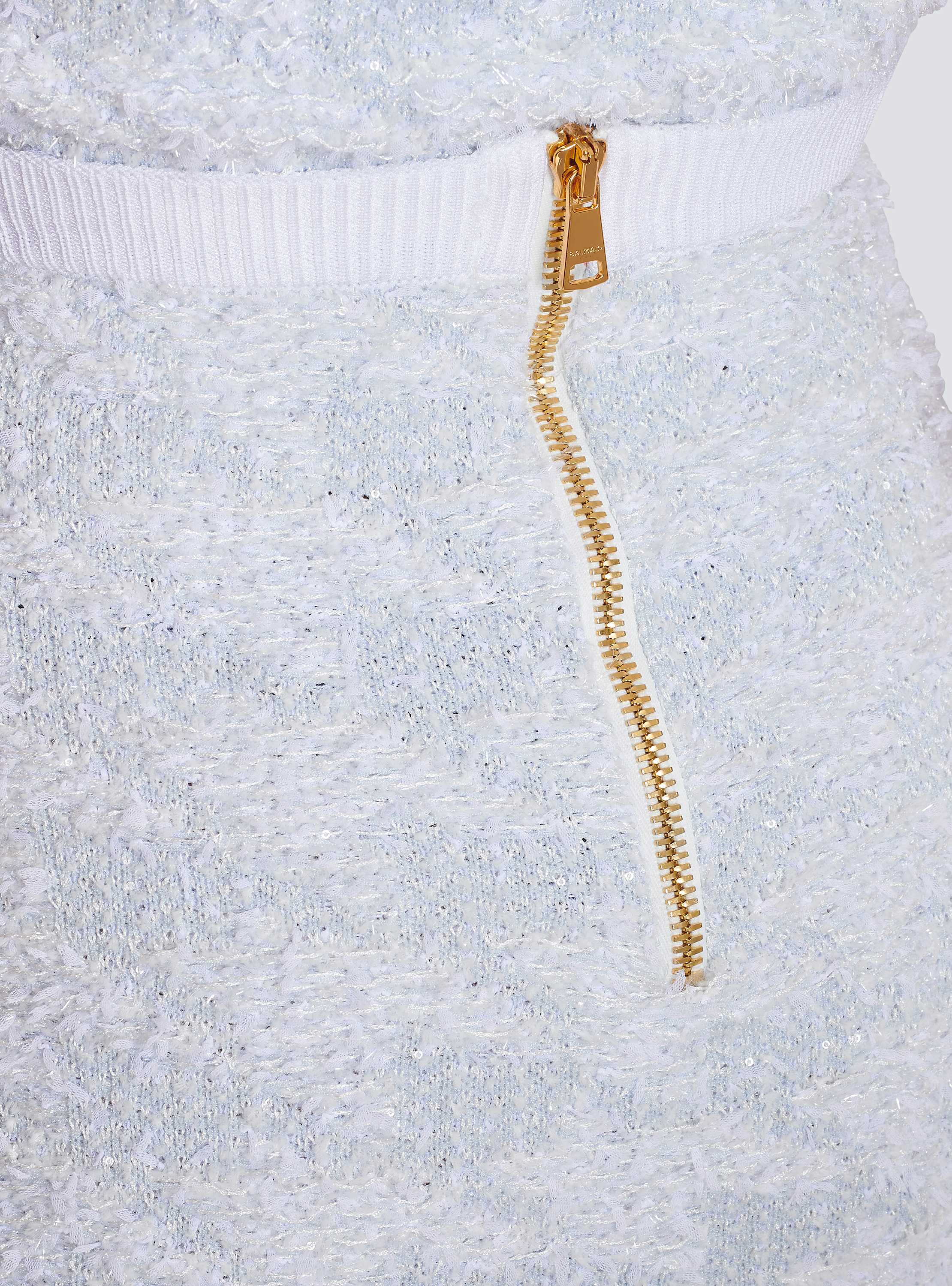 Buttoned Tweed Knee Lenght Skirt