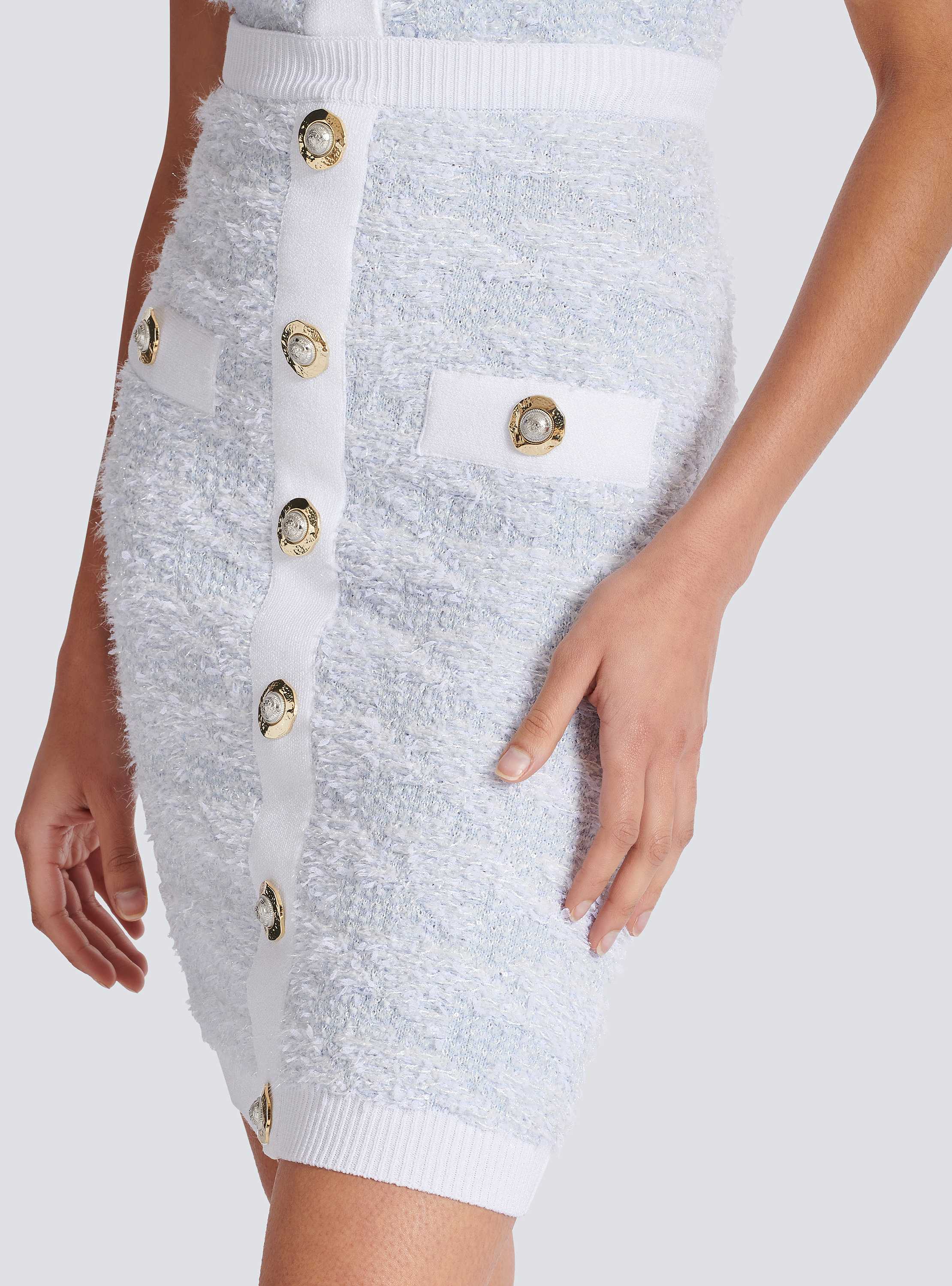 Buttoned Tweed Knee Lenght Skirt