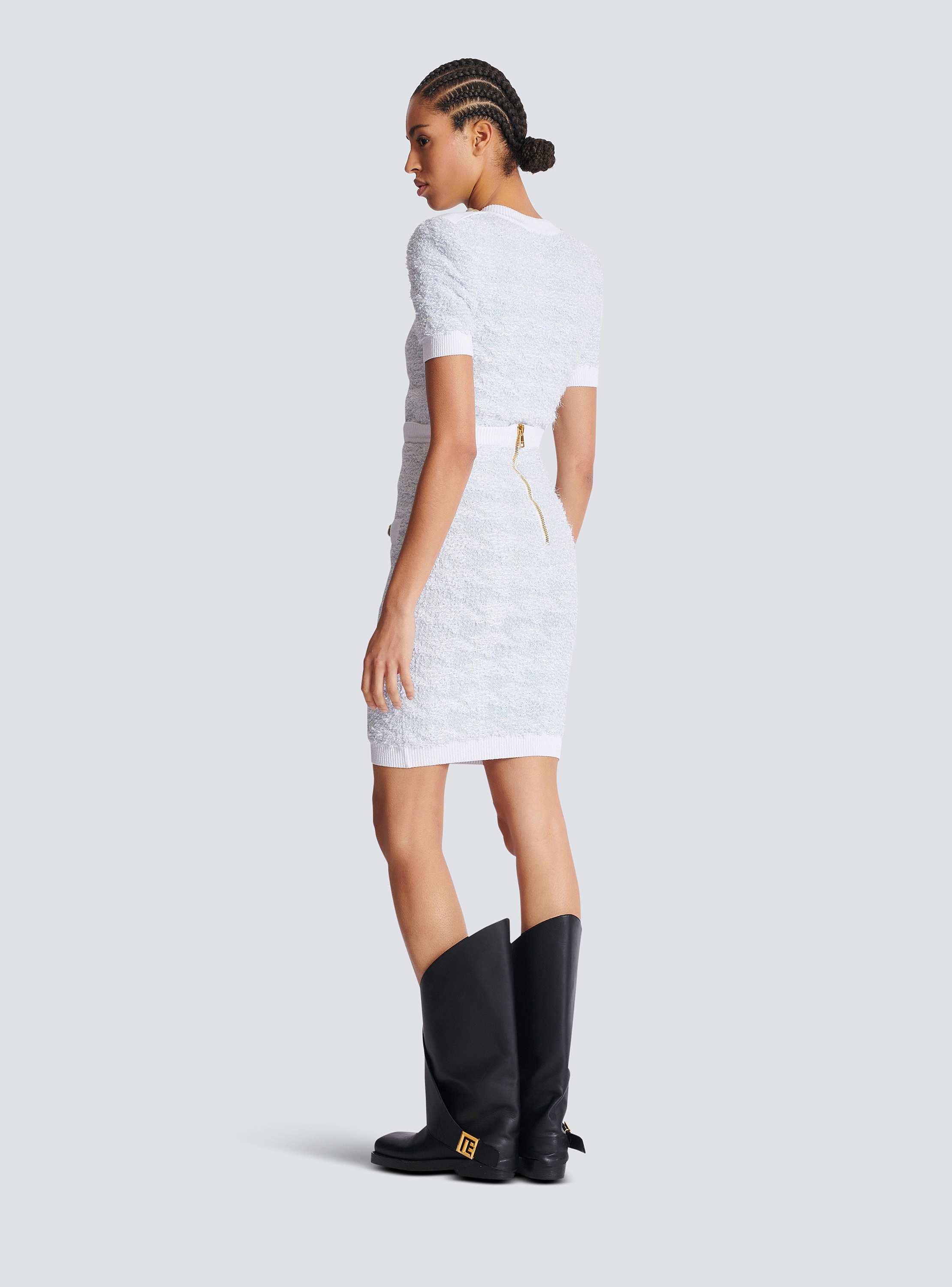 Buttoned Tweed Knee Lenght Skirt