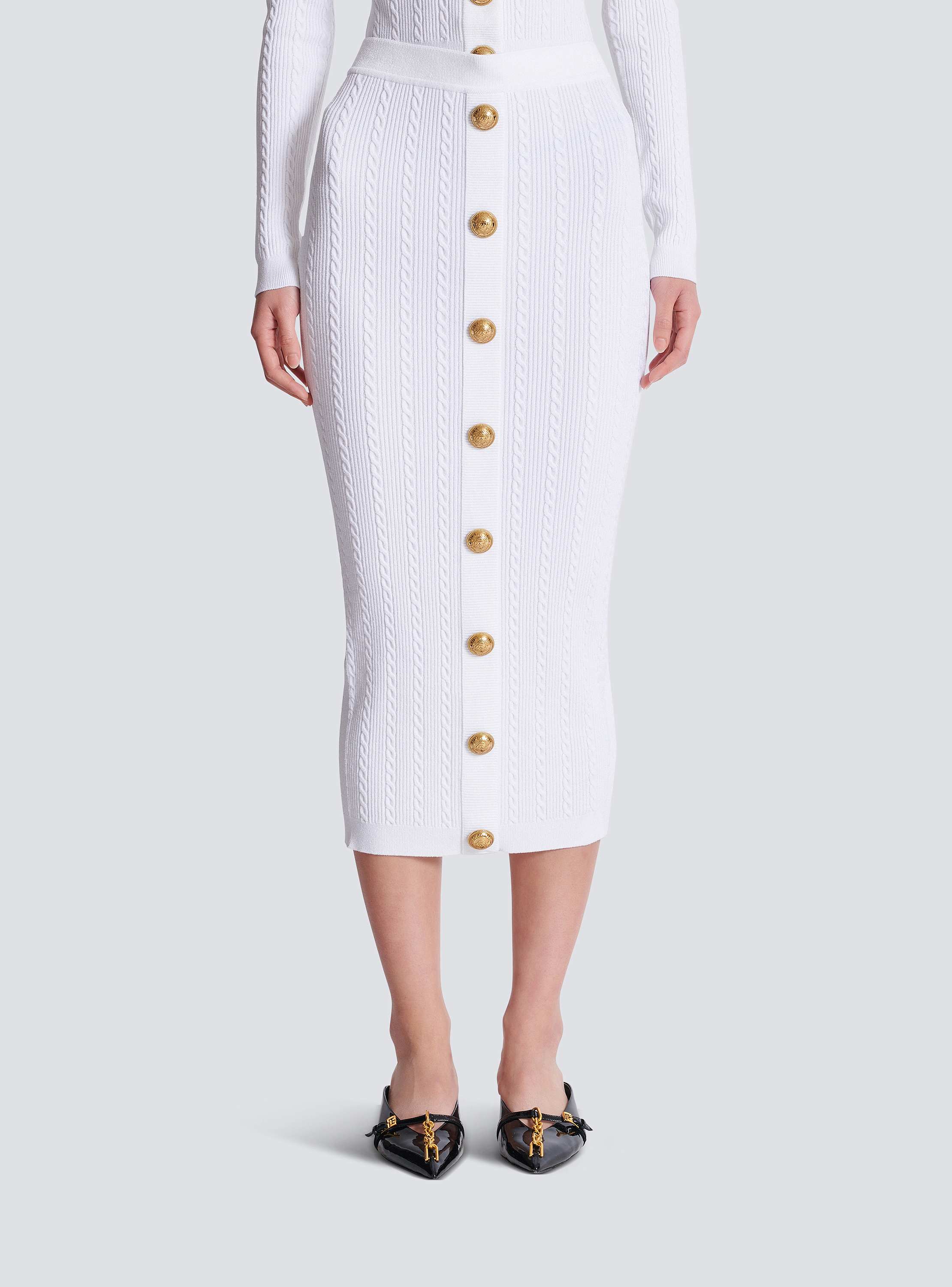 Cable-knit midi skirt